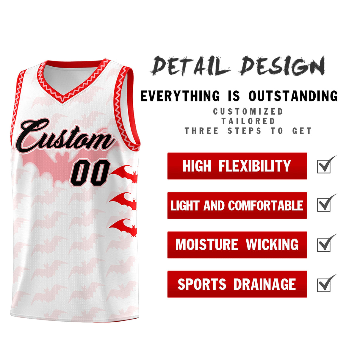 Custom White Light Pink Bat Pattern Halloween Basketball Jersey | For Men,For Kid,For Youth,Sublimation Printed,Perfect for Training,Perfect for Parties,Add Name and Numbern | KXKSHOP