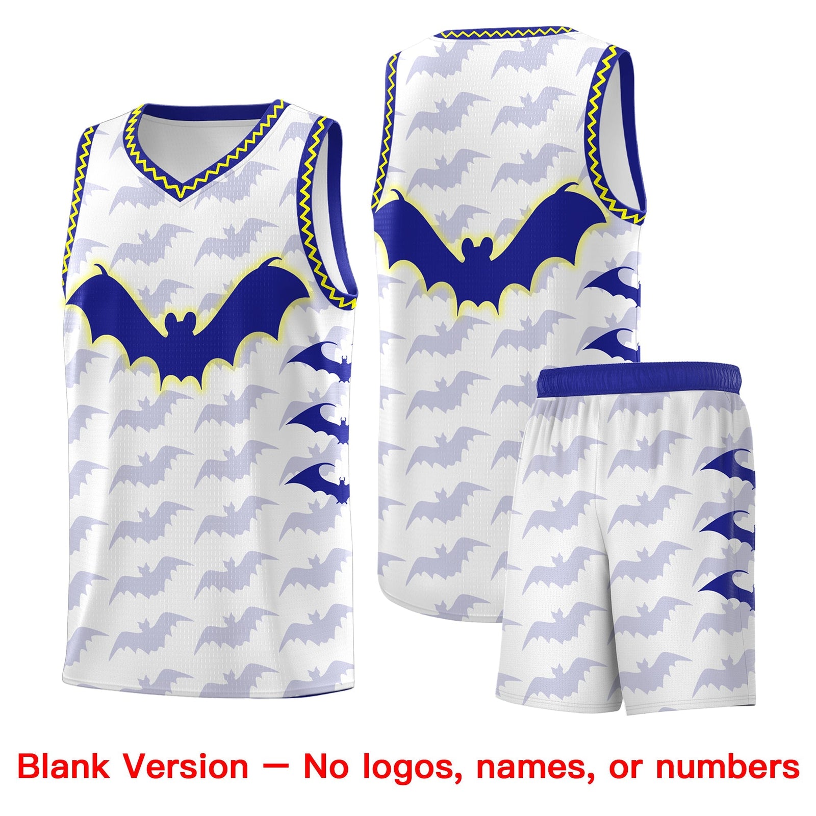 Custom White Fluorescent Yellow Bat Pattern Halloween Basketball Jersey | For Men,For Kid,For Youth,Sublimation Printed,Perfect for Training,Perfect for Parties,Add Name and Numbern | KXKSHOP