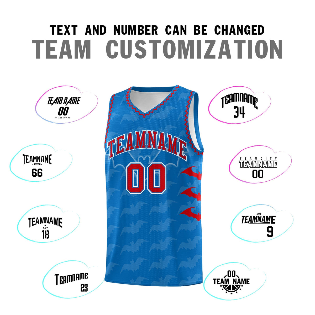 Custom Royal Red Bat Pattern Halloween Basketball Jersey | For Men,For Kid,For Youth,Sublimation Printed,Perfect for Training,Perfect for Parties,Add Name and Numbern | KXKSHOP