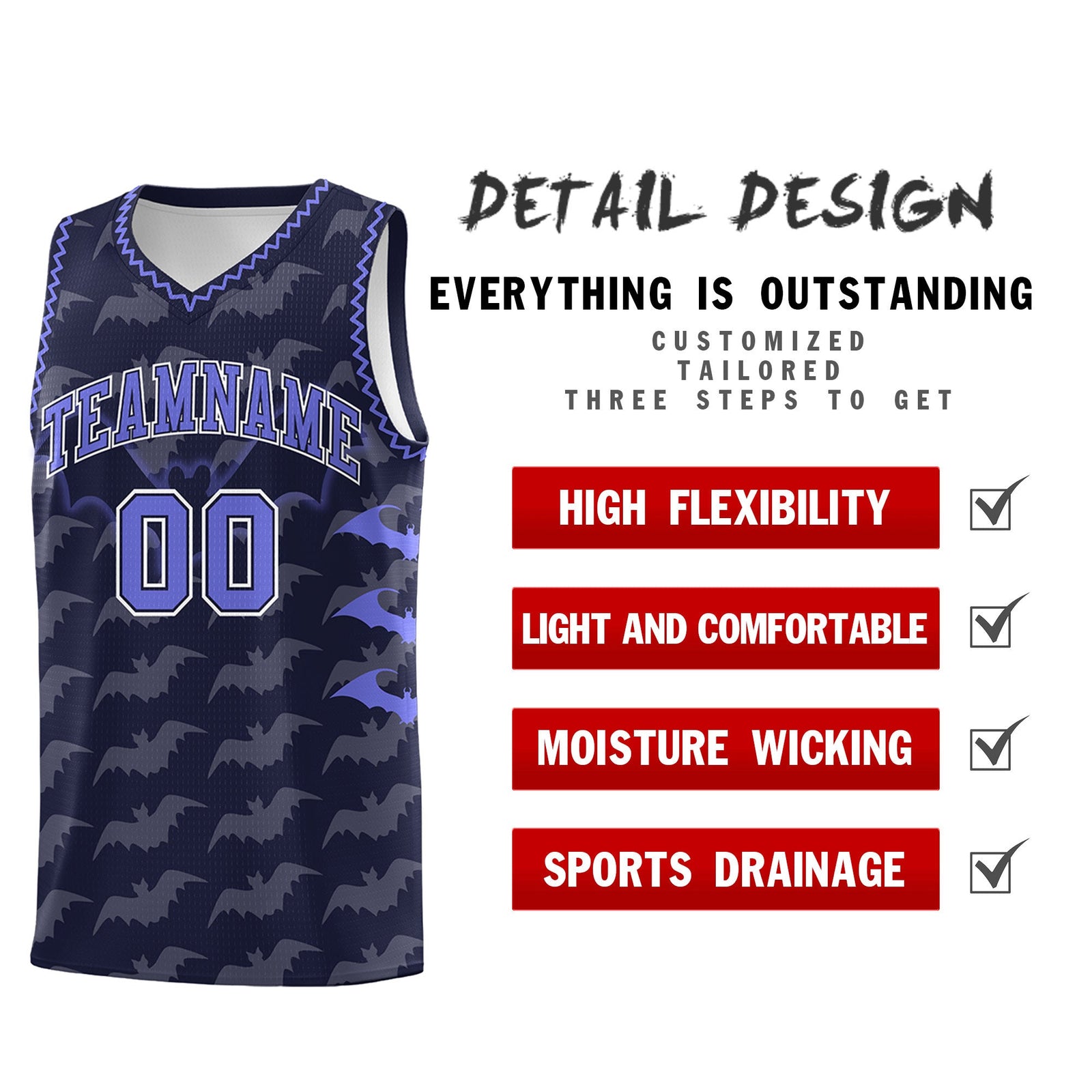 Custom Navy Purple Bat Pattern Halloween Basketball Jersey | For Men,For Kid,For Youth,Sublimation Printed,Perfect for Training,Perfect for Parties,Add Name and Numbern | KXKSHOP