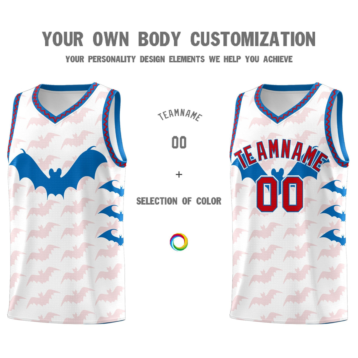 Custom White Red Royal Bat Pattern Halloween Basketball Jersey | For Men,For Kid,For Youth,Sublimation Printed,Perfect for Training,Perfect for Parties,Add Name and Numbern | KXKSHOP