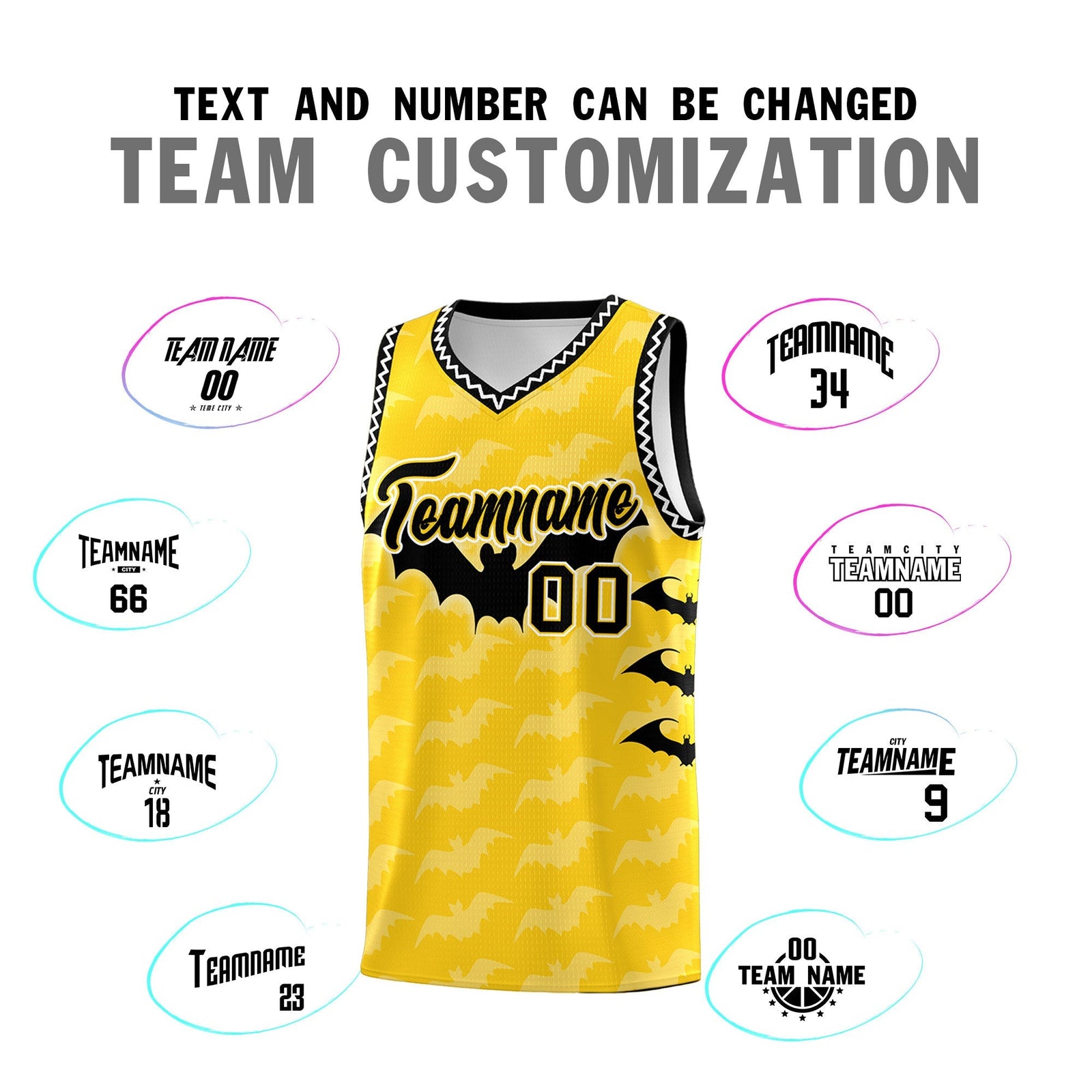 Custom Gold White Black Bat Pattern Halloween Basketball Jersey | For Men,For Kid,For Youth,Sublimation Printed,Perfect for Training,Perfect for Parties,Add Name and Numbern | KXKSHOP
