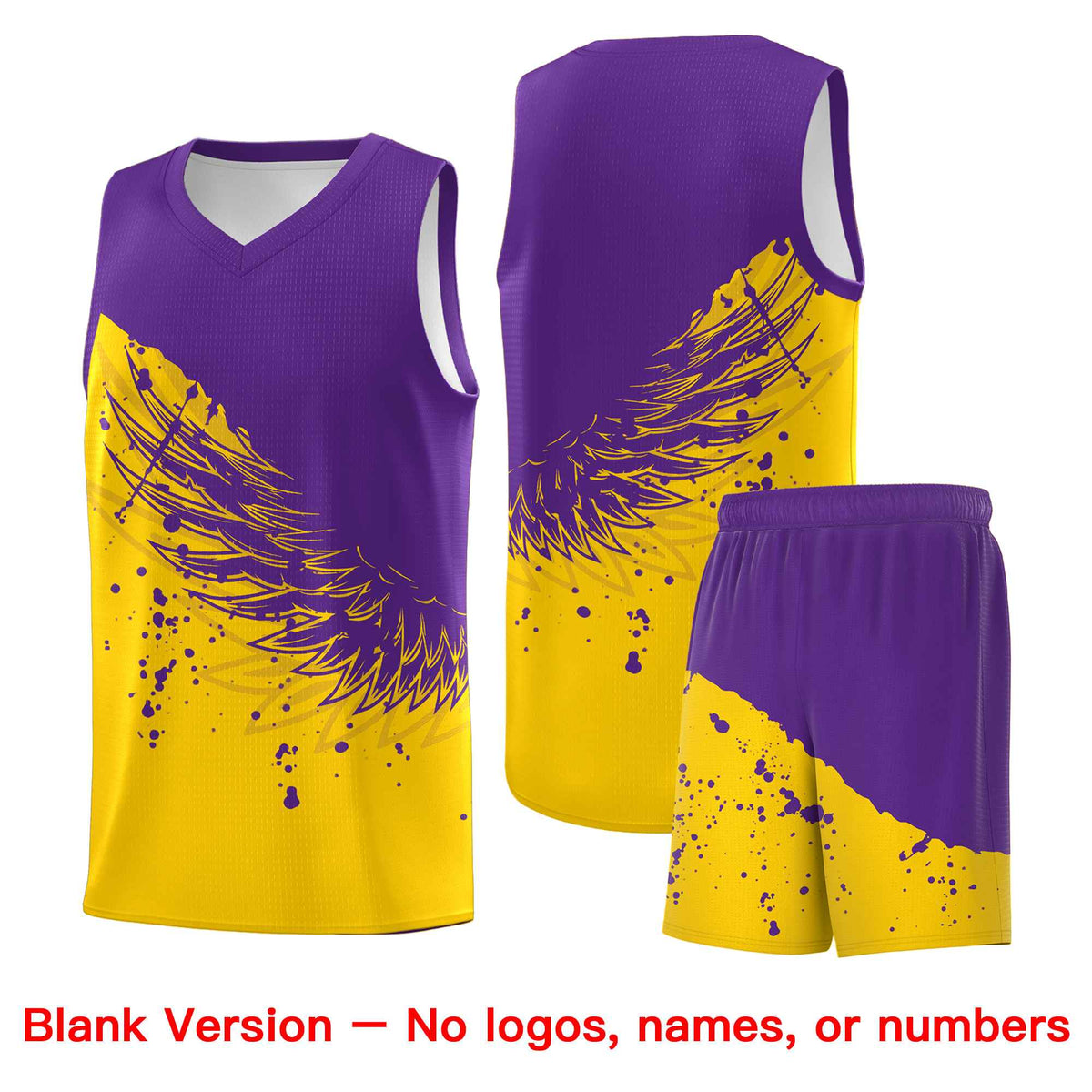 Custom Gold Purple Wing Pattern Sports Uniform Basketball Jersey| KXKSHOP