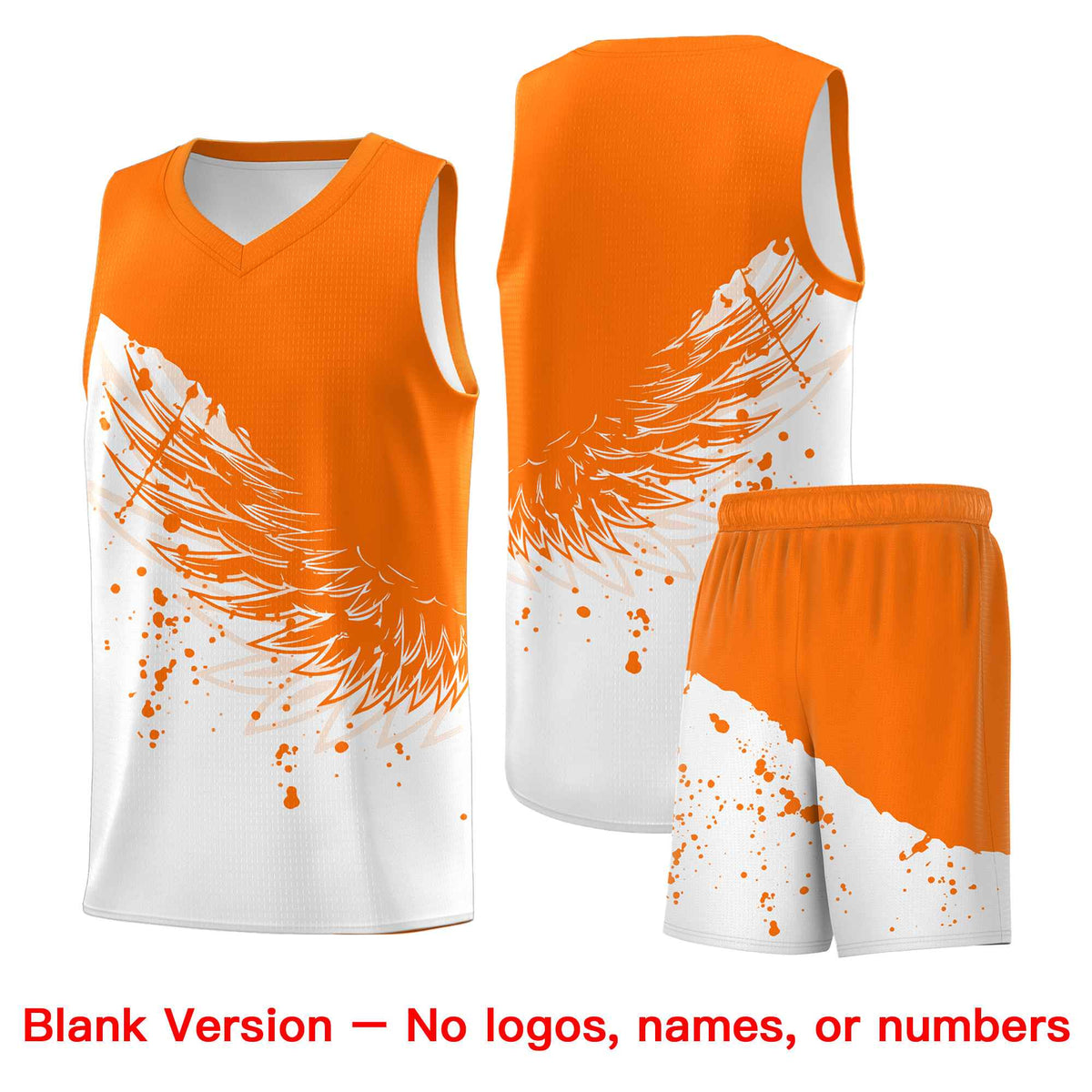 Custom White Orange Wing Pattern Sports Uniform Basketball Jersey| KXKSHOP