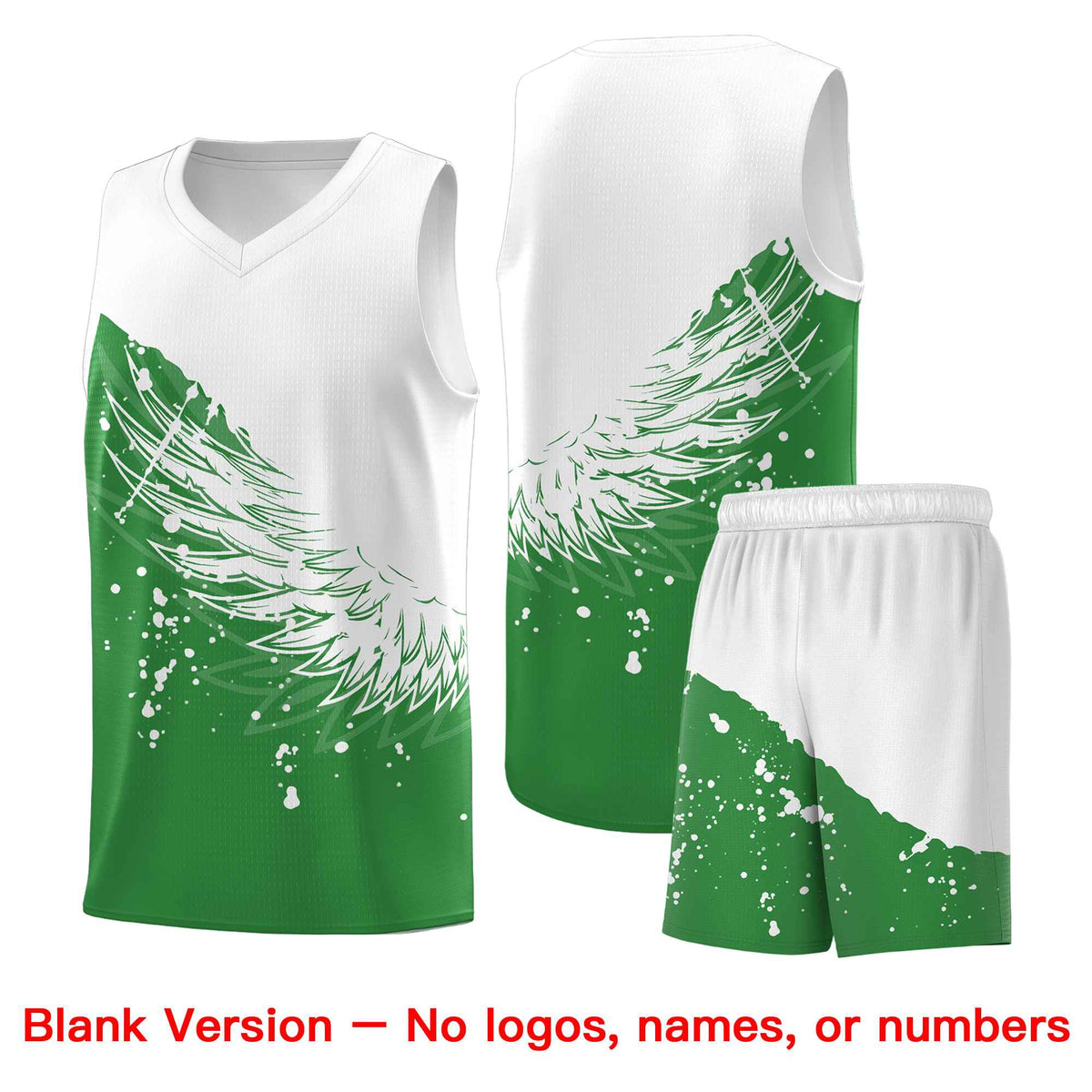 Custom Kelly Green White Wing Pattern Sports Uniform Basketball Jersey| KXKSHOP