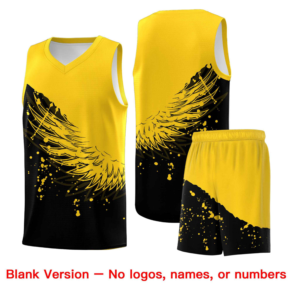 Custom Black Gold Wing Pattern Sports Uniform Basketball Jersey| KXKSHOP