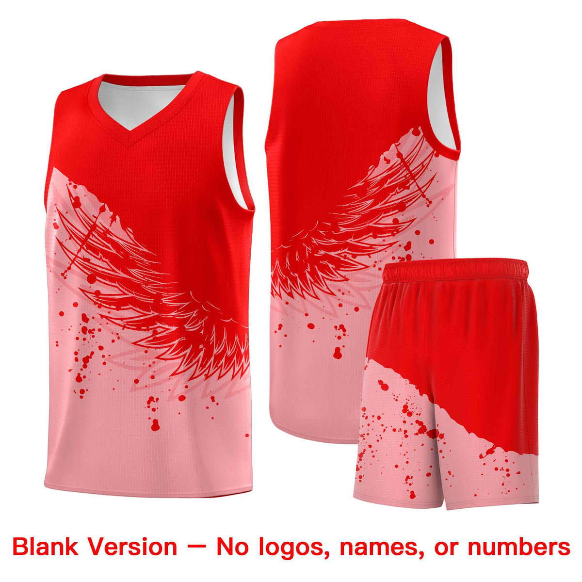 Custom Light Pink Light Red Wing Pattern Sports Uniform Basketball Jersey| KXKSHOP