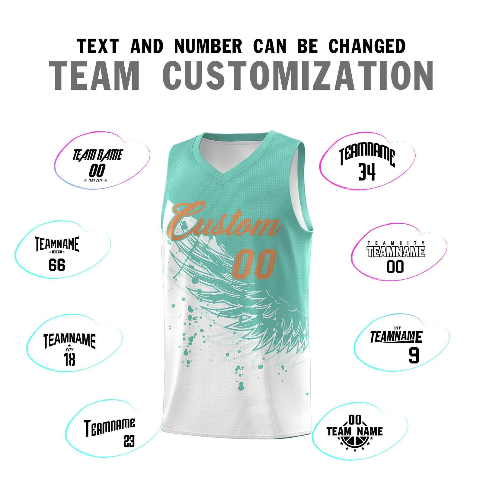 Custom White Bright Green Wing Pattern Sports Uniform Basketball Jersey| KXKSHOP