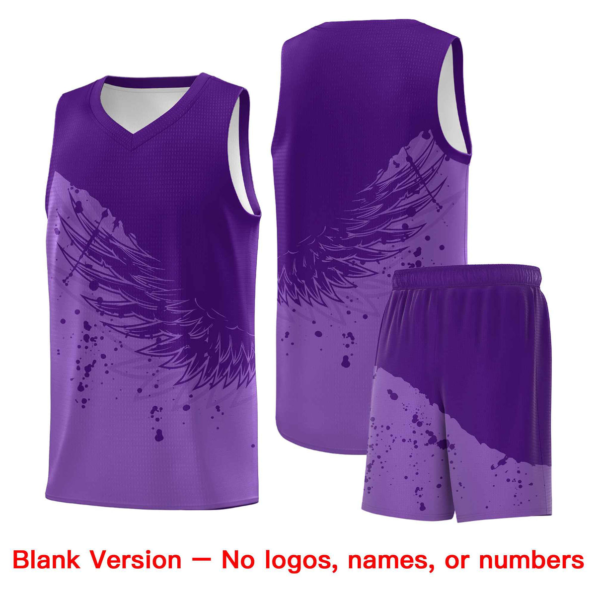 Custom Light Purple Purple Wing Pattern Sports Uniform Basketball Jersey