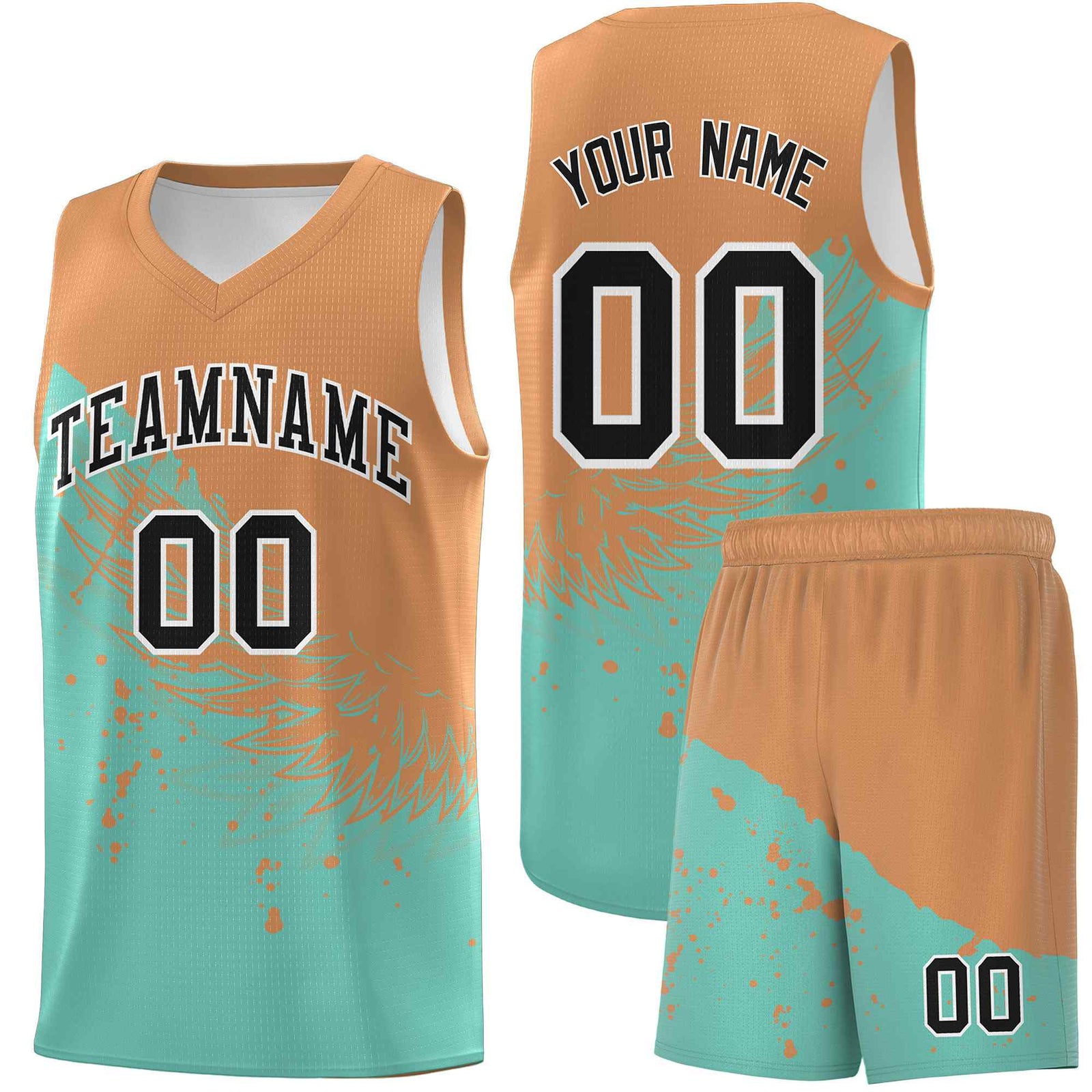 Custom Bright Green Buckskin Brown Wing Pattern Sports Uniform Basketball Jersey