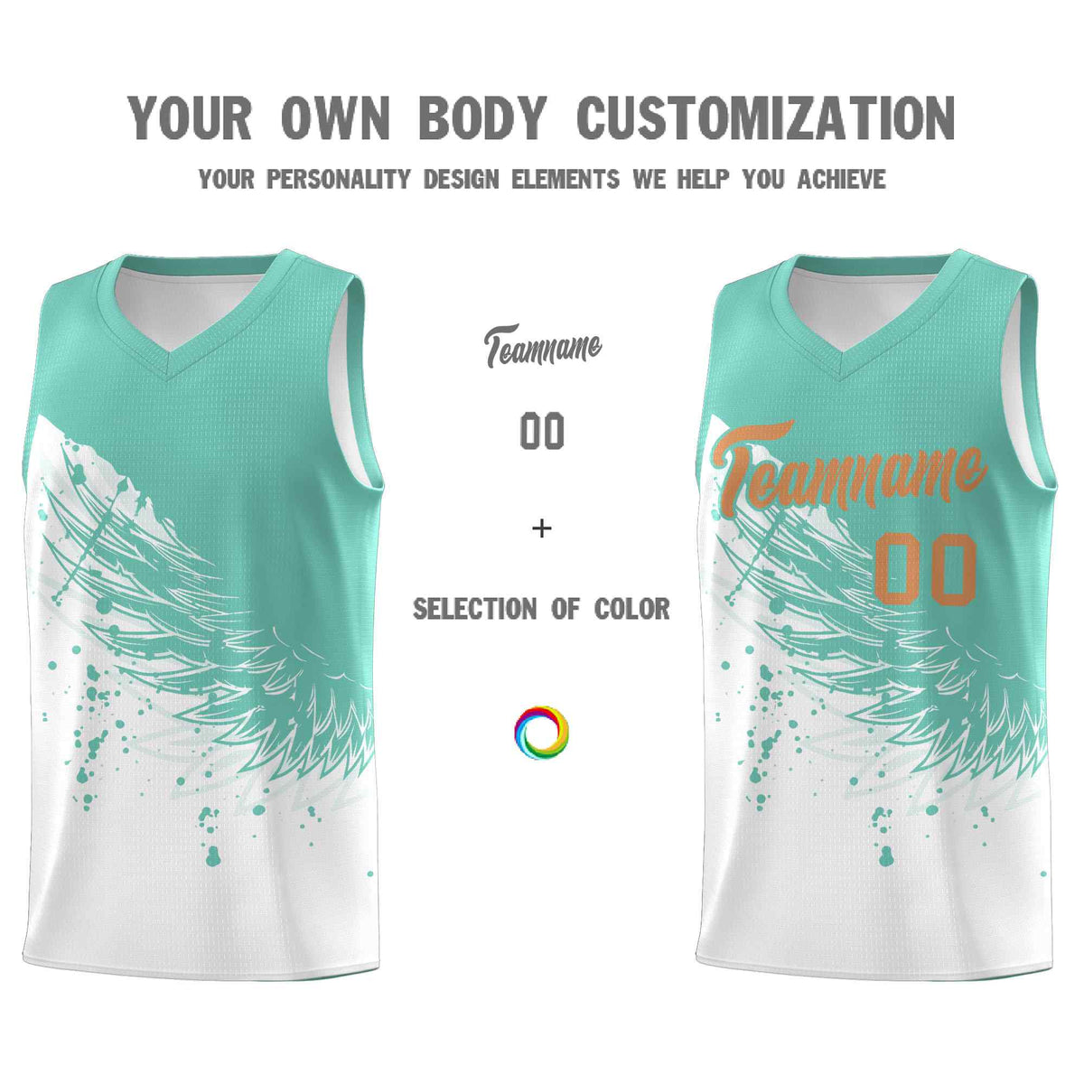 Custom White Bright Green Wing Pattern Sports Uniform Basketball Jersey