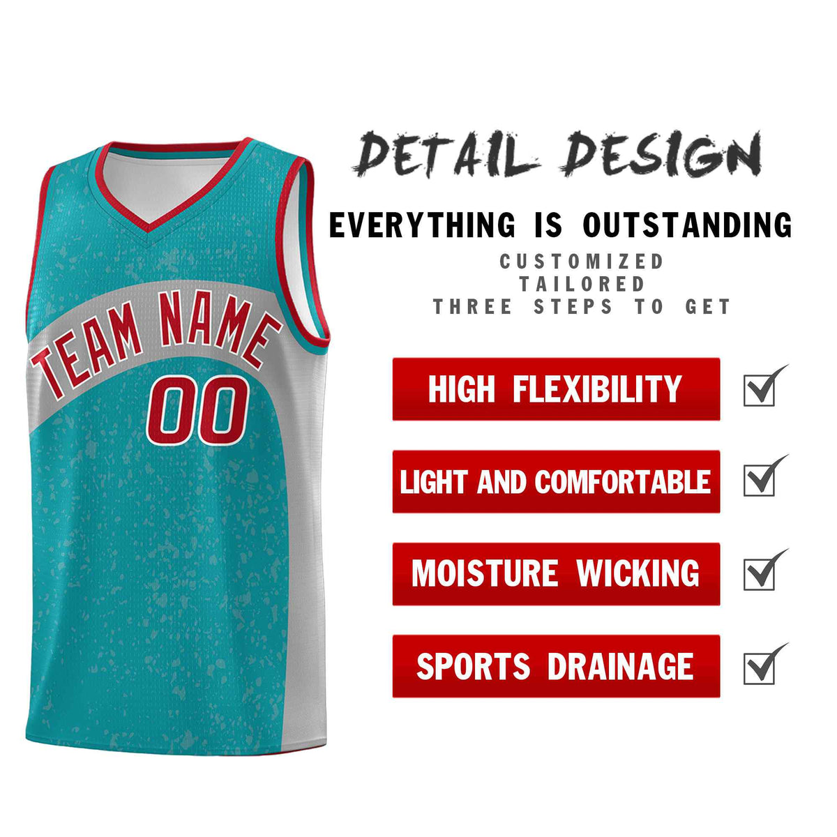 Custom Aqua Light Gray Dot Graffiti Pattern Irregular Team Names Sports Uniform Basketball Jersey