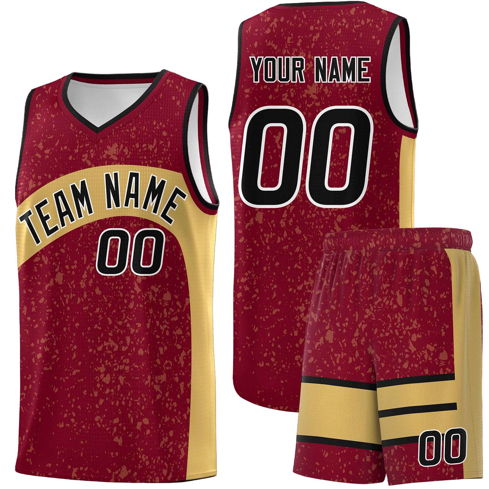 Custom Crimson Old Gold Dot Graffiti Pattern Irregular Team Names Sports Uniform Basketball Jersey| KXKSHOP