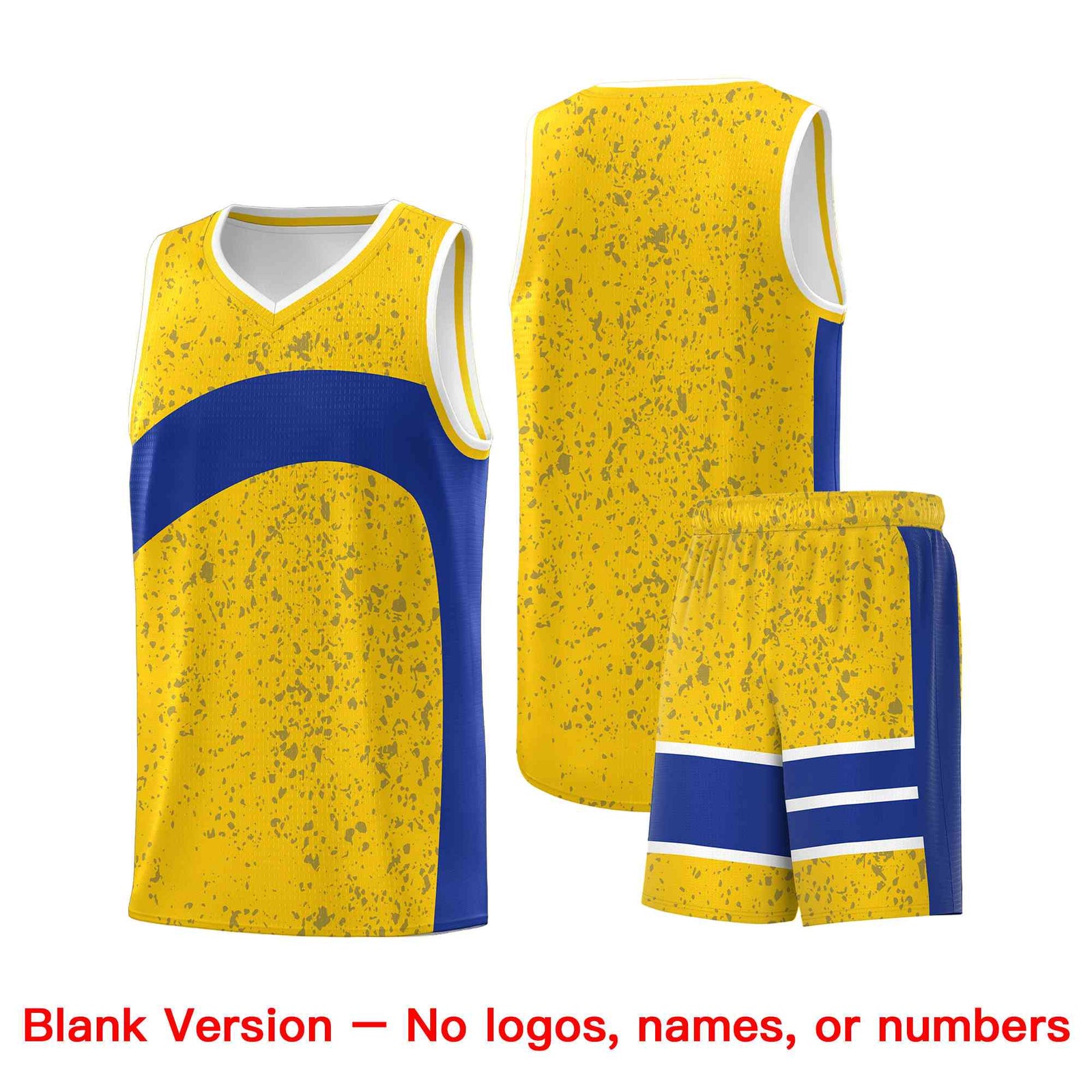 Custom Gold Royal Dot Graffiti Pattern Irregular Team Names Sports Uniform Basketball Jersey