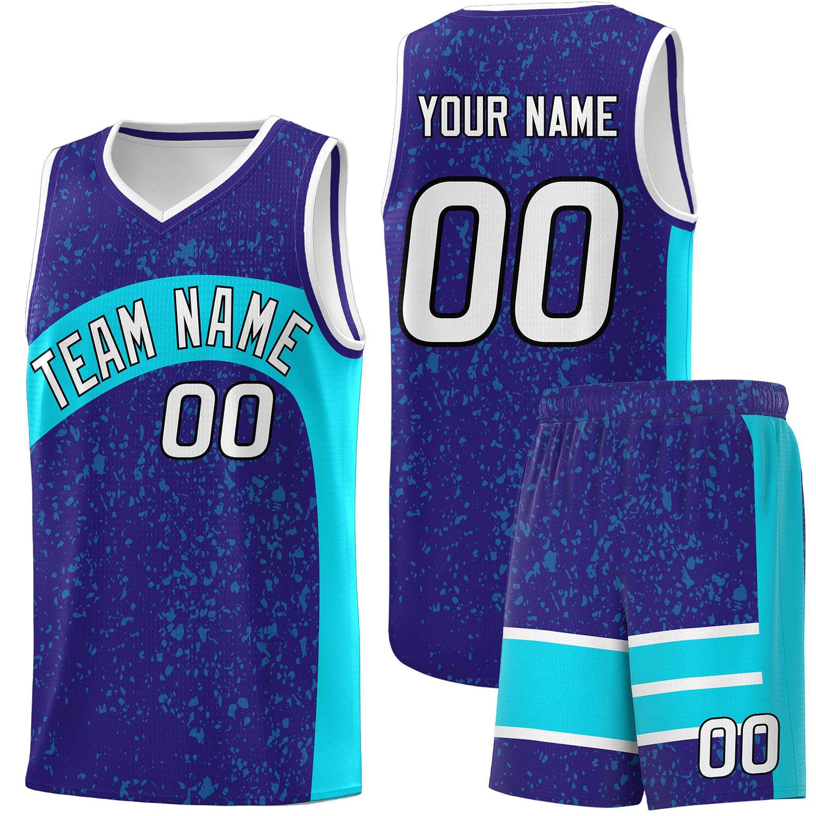 Custom Royal Sky Blue Dot Graffiti Pattern Irregular Team Names Sports Uniform Basketball Jersey| KXKSHOP