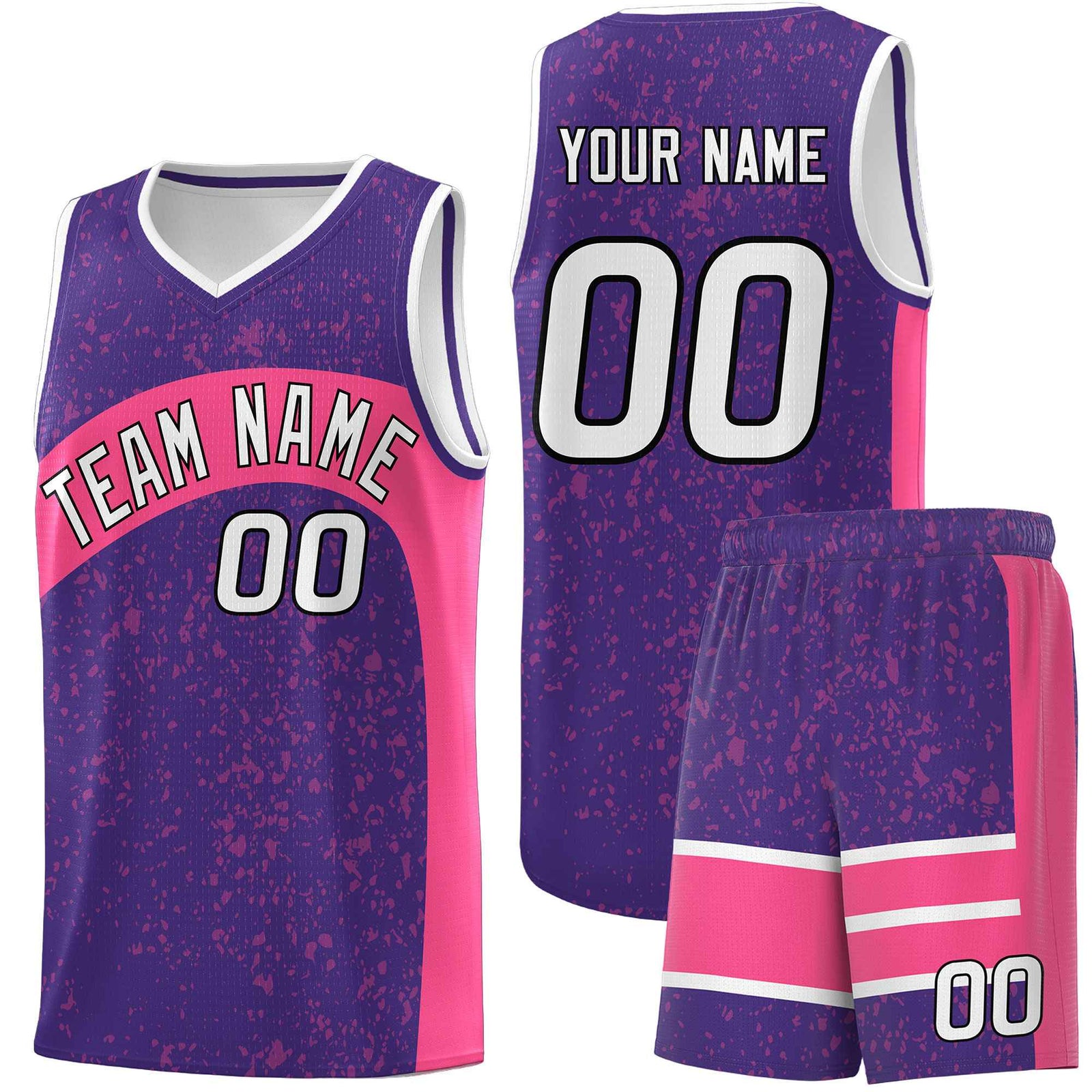 Custom Purple Pink Dot Graffiti Pattern Irregular Team Names Sports Uniform Basketball Jersey| KXKSHOP