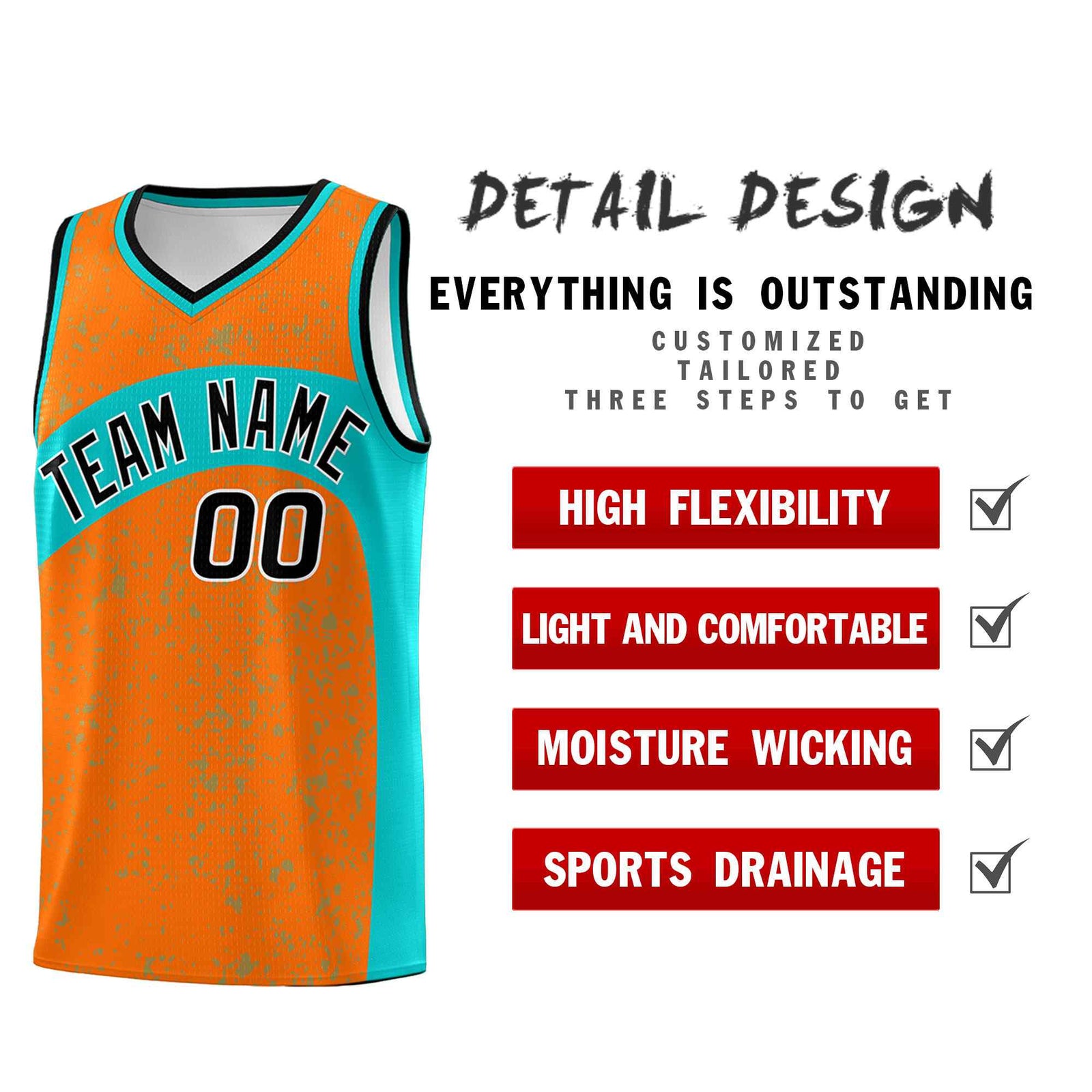 Custom Orange Aqua Dot Graffiti Pattern Irregular Team Names Sports Uniform Basketball Jersey