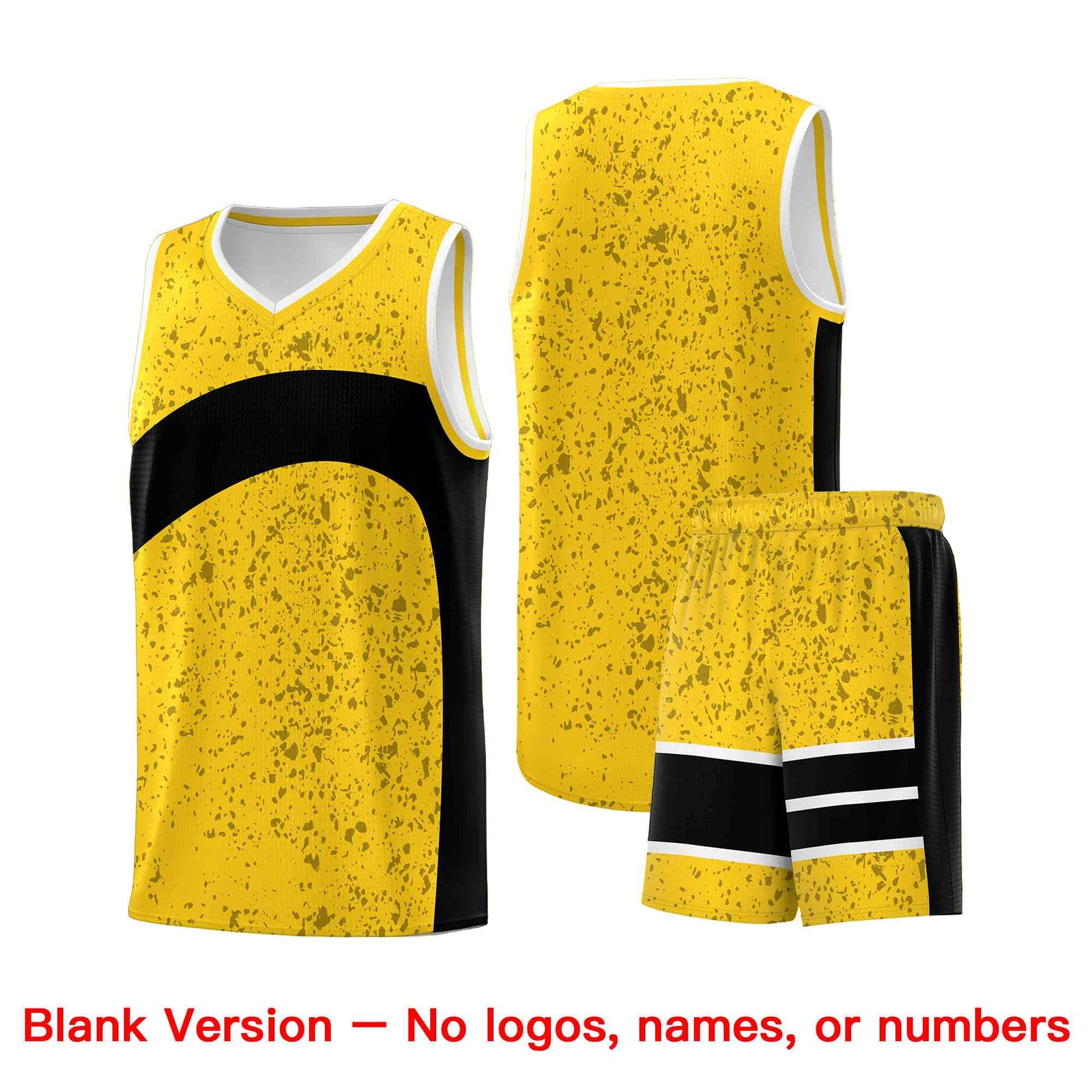 Custom Gold Black Dot Graffiti Pattern Irregular Team Names Sports Uniform Basketball Jersey