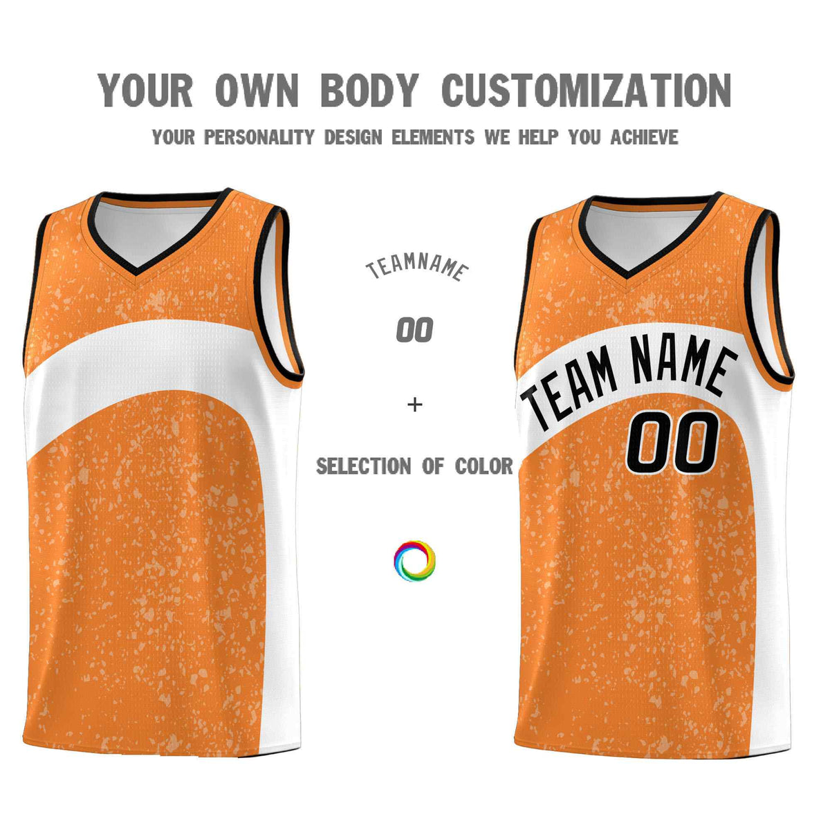 Custom Gold Orange White Dot Graffiti Pattern Irregular Team Names Sports Uniform Basketball Jersey