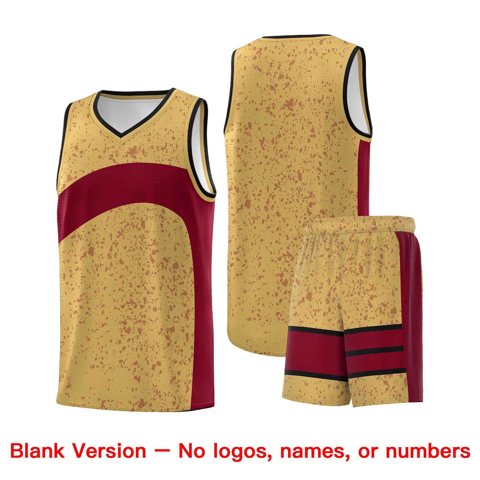 Custom Old Gold Crimson Dot Graffiti Pattern Irregular Team Names Sports Uniform Basketball Jersey