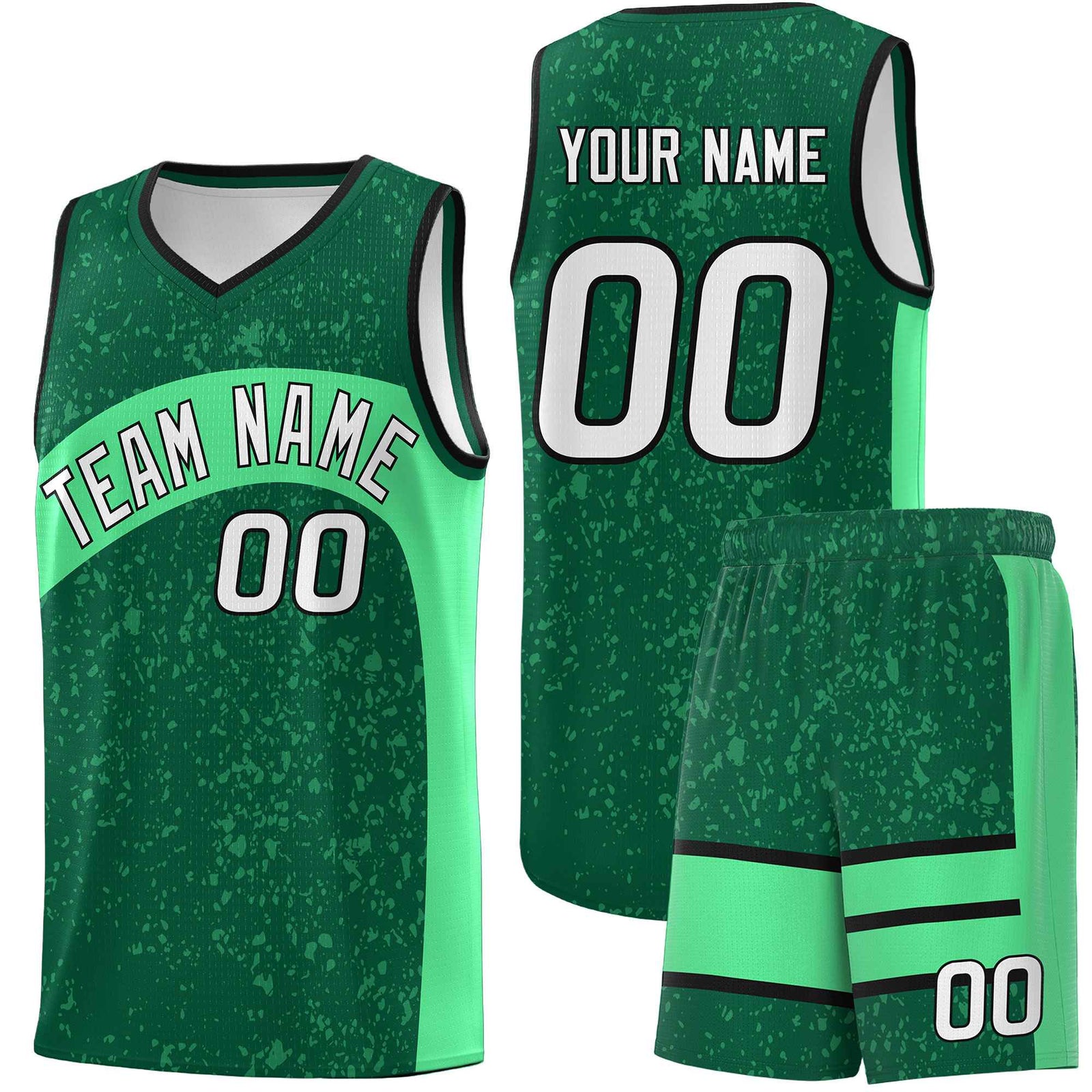 Custom Kelly Green Green Dot Graffiti Pattern Irregular Team Names Sports Uniform Basketball Jersey| KXKSHOP