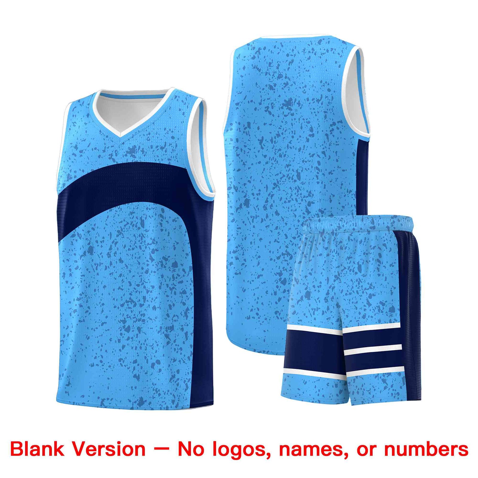 Custom Powder Blue Navy Dot Graffiti Pattern Irregular Team Names Sports Uniform Basketball Jersey
