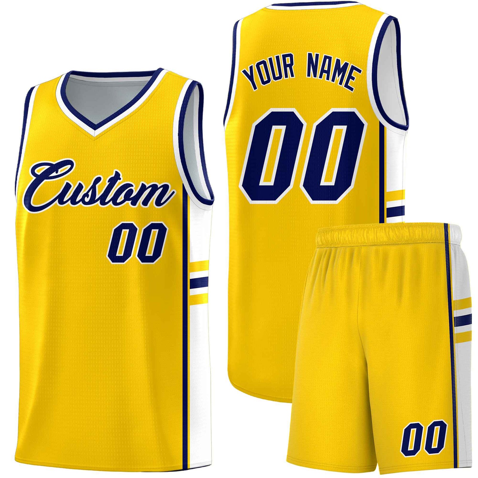 Custom Youth Basketball Jersey - Gold White Two-Tone Classic Varsity Uniform
