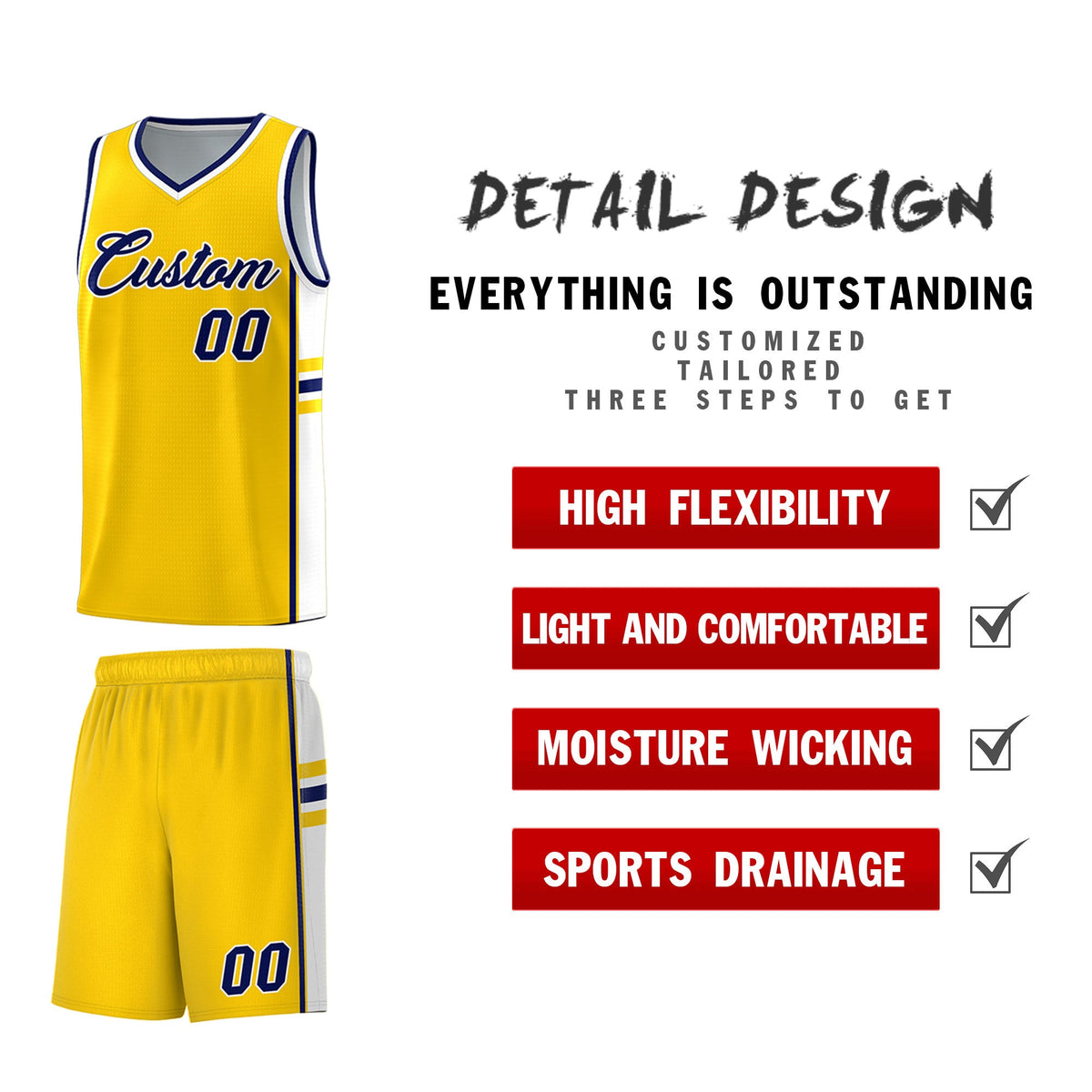 Custom Youth Basketball Jersey - Gold White Two-Tone Classic Varsity Uniform