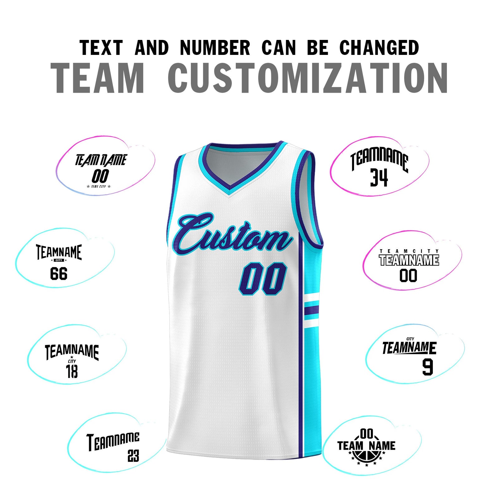 Custom Youth Basketball Jersey - White Royal Personalized Varsity Two-Tone Uniform