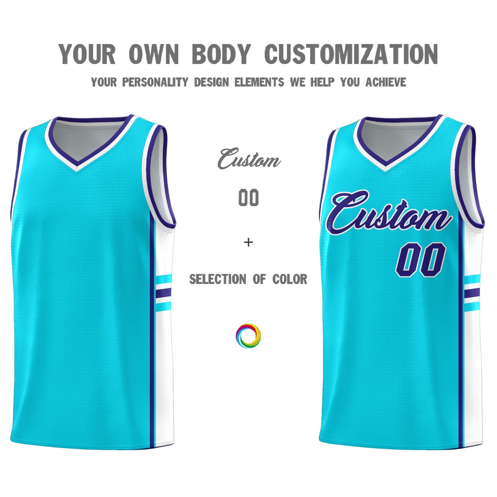 Custom Youth Basketball Jersey - Sky Blue White Two-Tone Classic Varsity Uniform