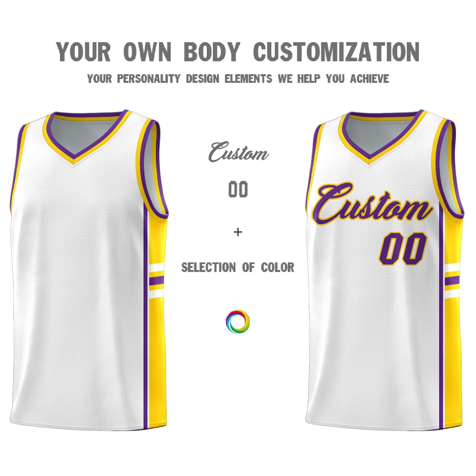 Custom Youth Basketball Jersey - White Gold Personalized Varsity Two-Tone Uniform