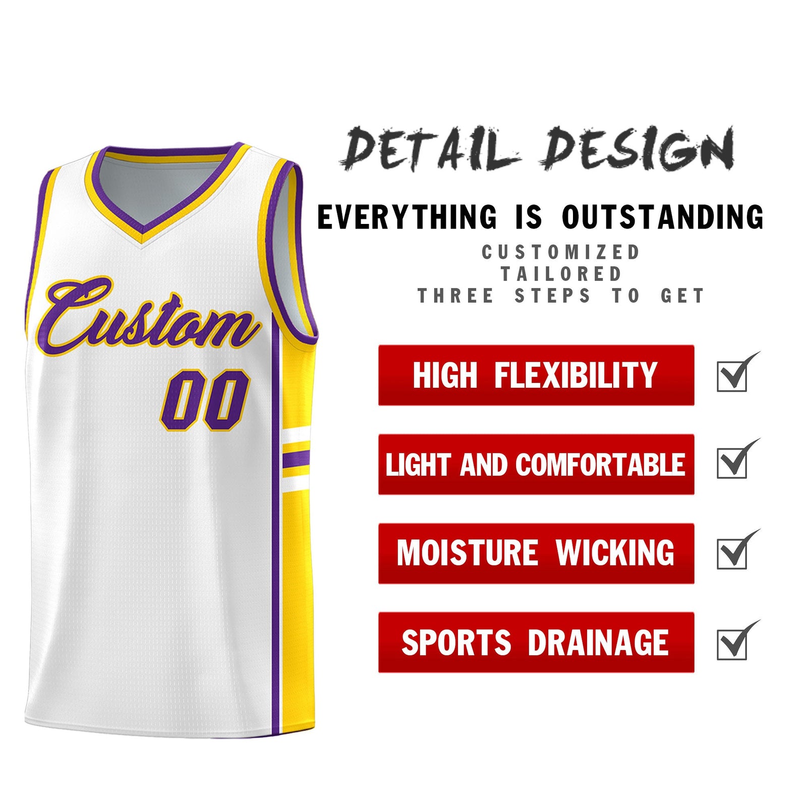 Custom Youth Basketball Jersey - White Gold Personalized Varsity Two-Tone Uniform