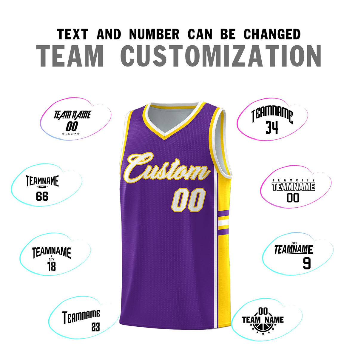 Custom Youth Basketball Jersey - Purple Gold Two-Tone Varsity Jersey Set