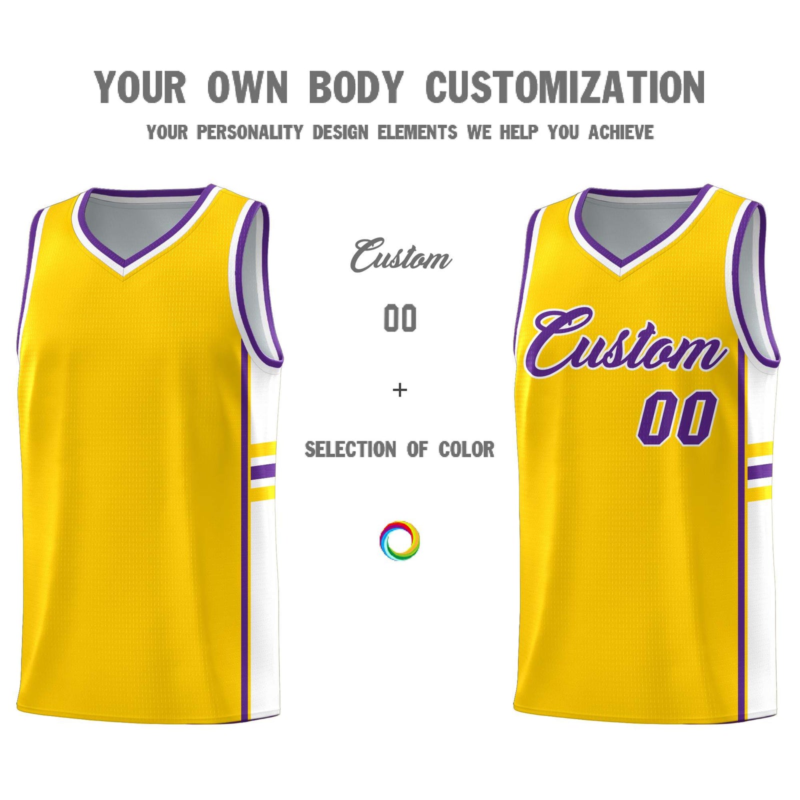 Custom Youth Basketball Jersey - Gold White Two-Tone Classic Varsity Uniform