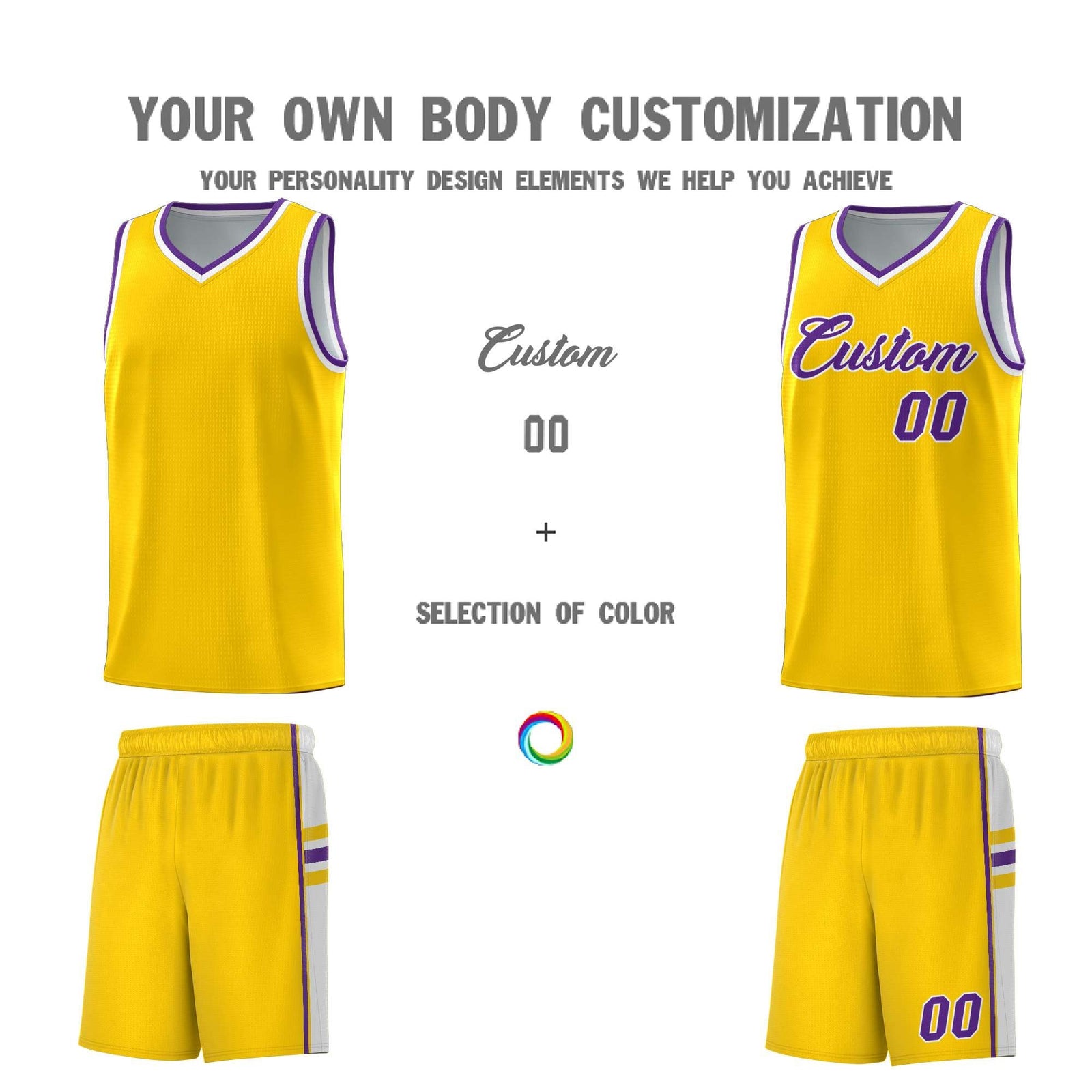 Custom Youth Basketball Jersey - Gold White Two-Tone Classic Varsity Uniform
