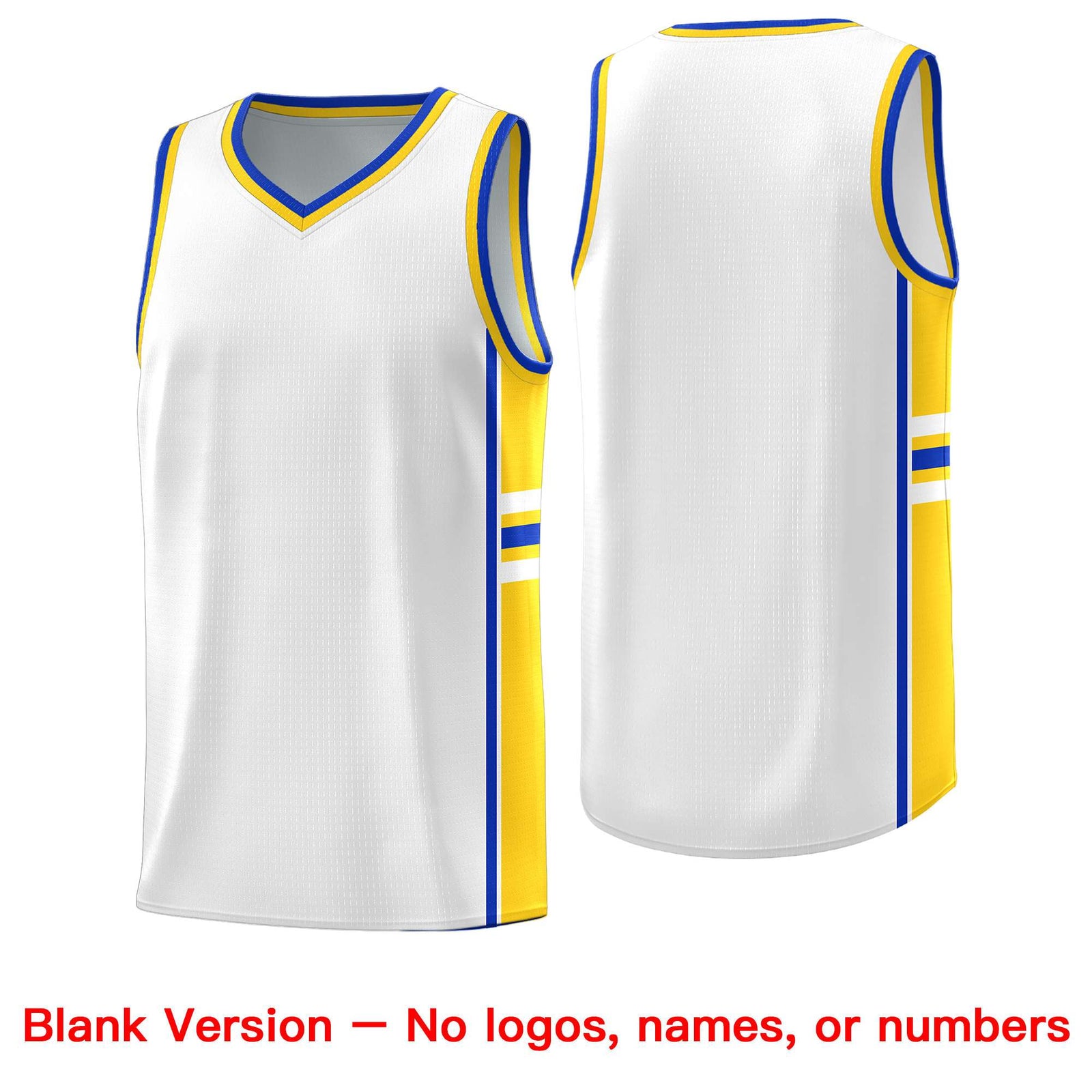 Custom Youth Basketball Jersey - White Gold Personalized Varsity Two-Tone Uniform