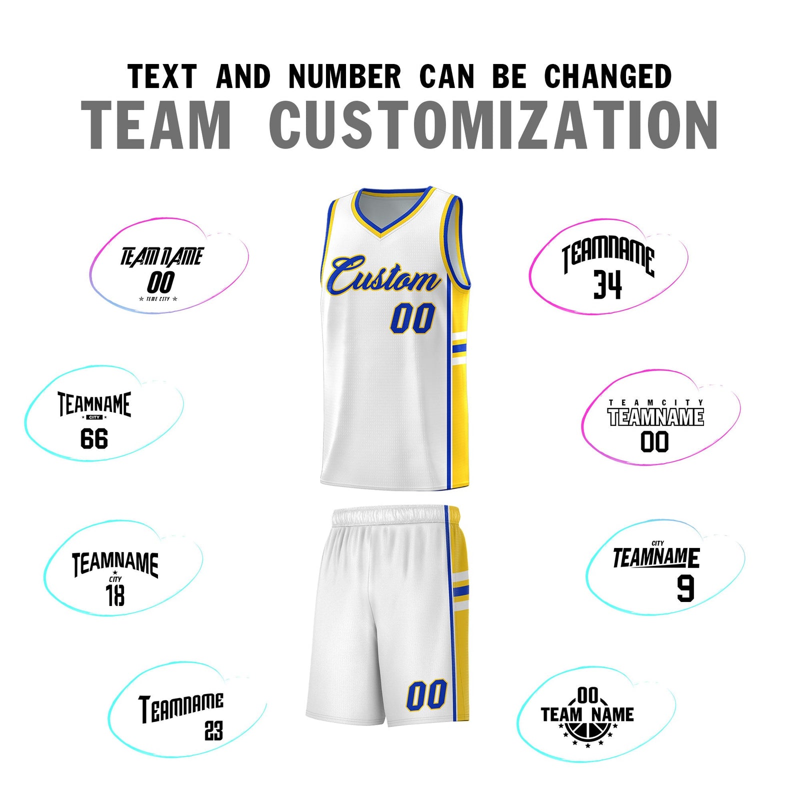 Custom Youth Basketball Jersey - White Gold Personalized Varsity Two-Tone Uniform
