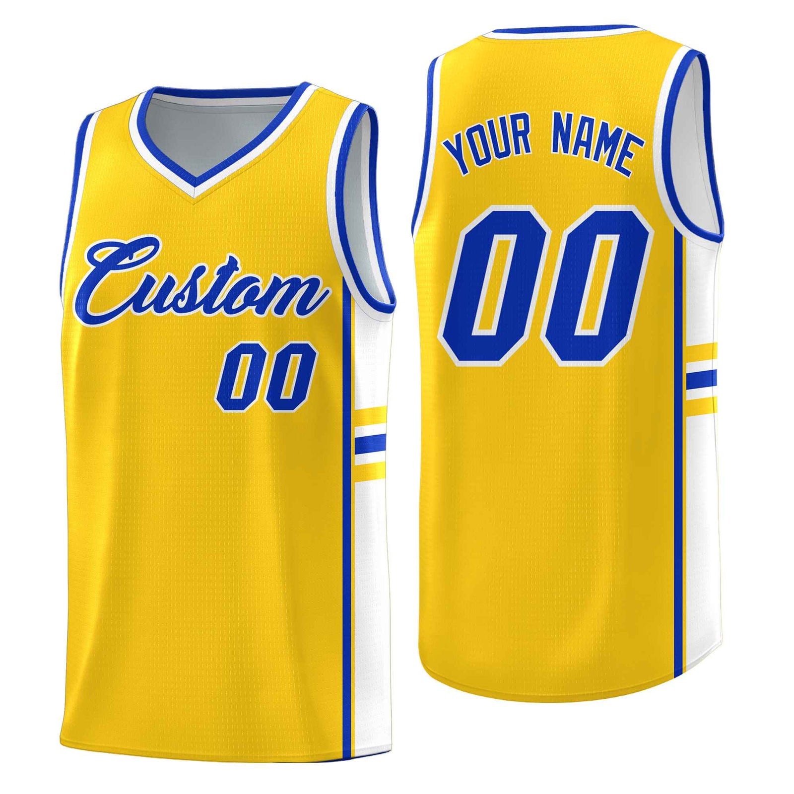 Custom Youth Basketball Jersey - Gold White Two-Tone Classic Varsity Uniform