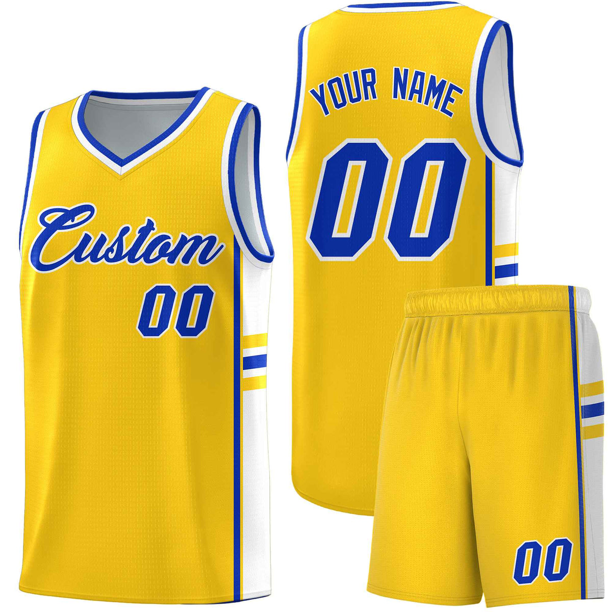 Custom Youth Basketball Jersey - Gold White Two-Tone Classic Varsity Uniform