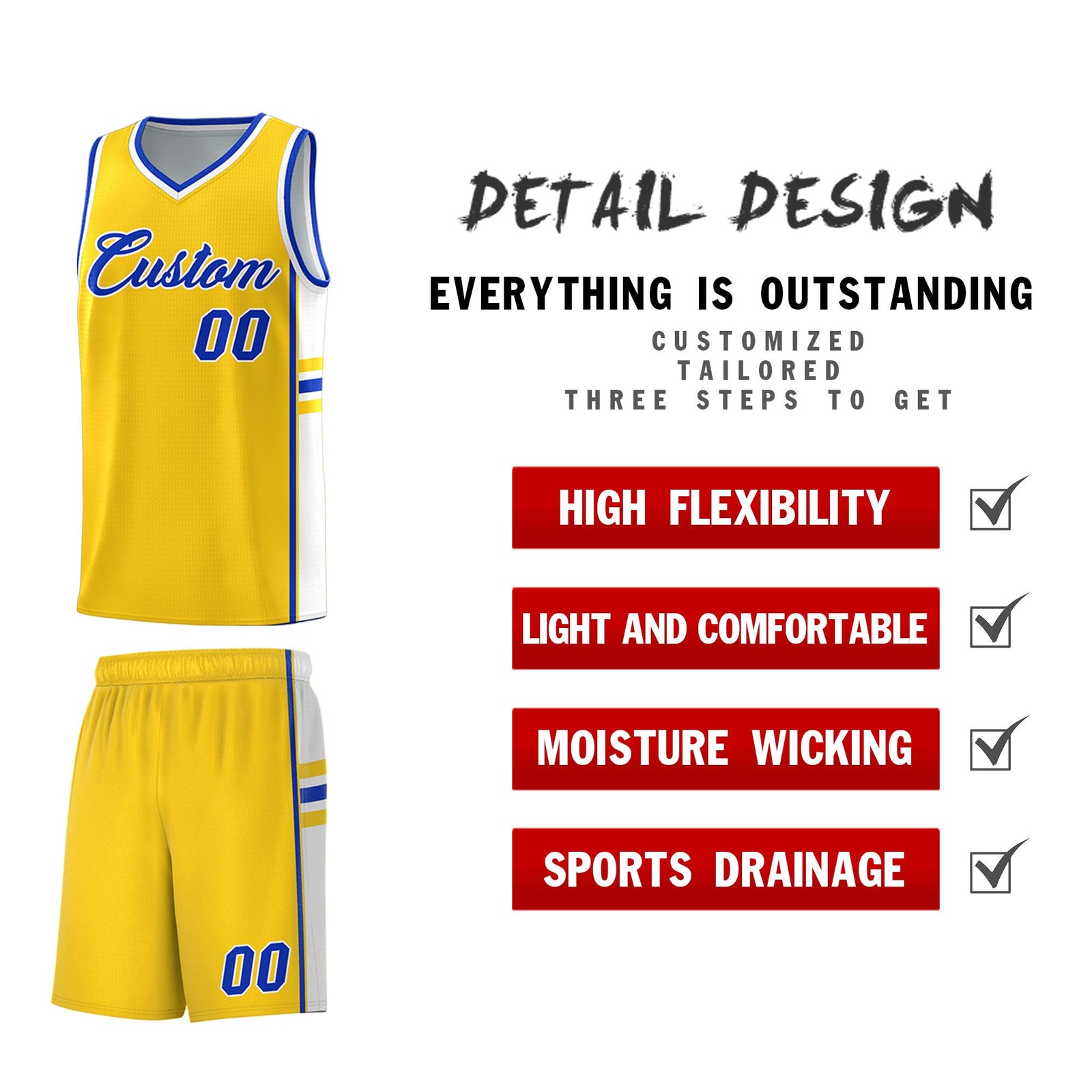 Custom Youth Basketball Jersey - Gold White Two-Tone Classic Varsity Uniform