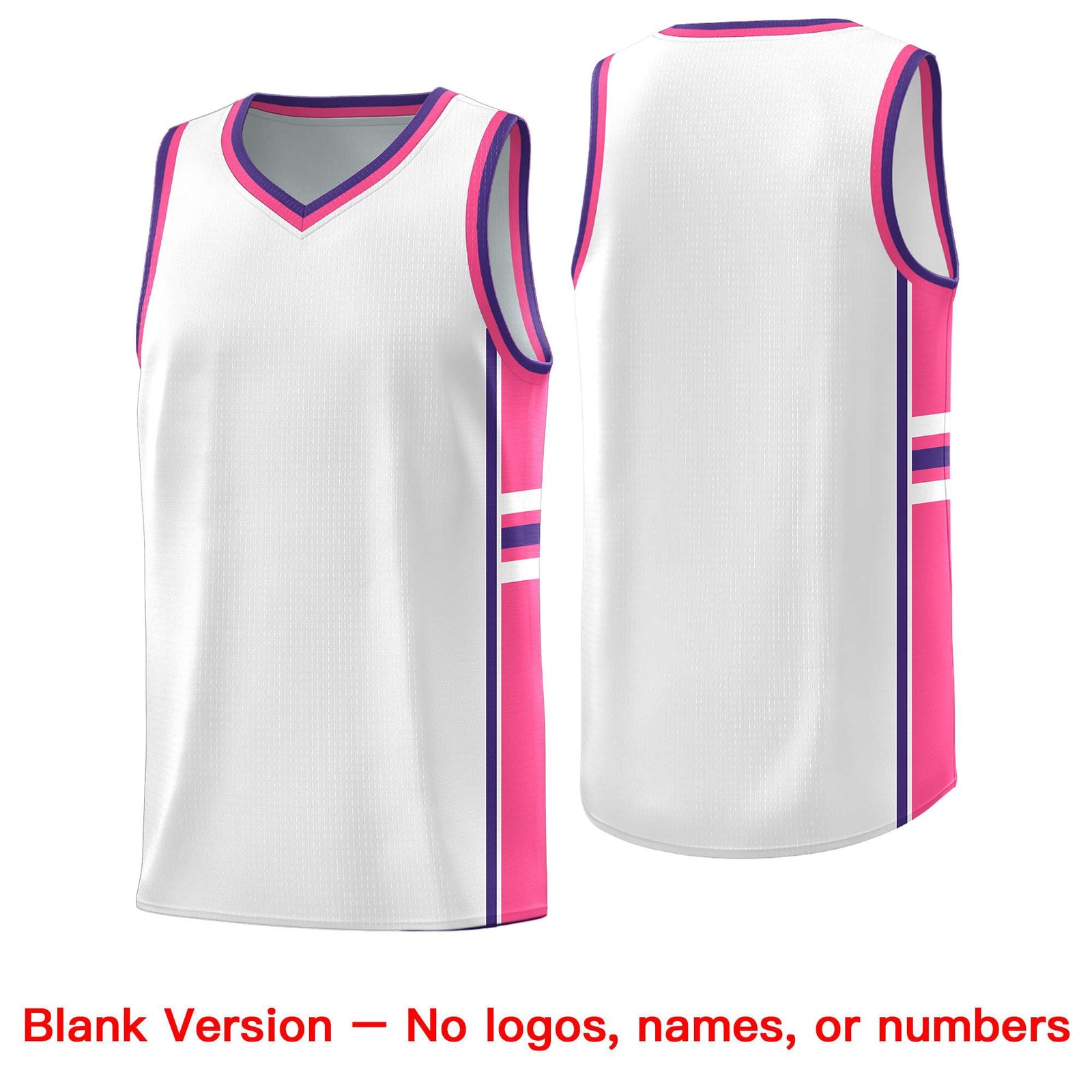 Custom Youth Basketball Jersey - White Pink Personalized Varsity Two-Tone Uniform