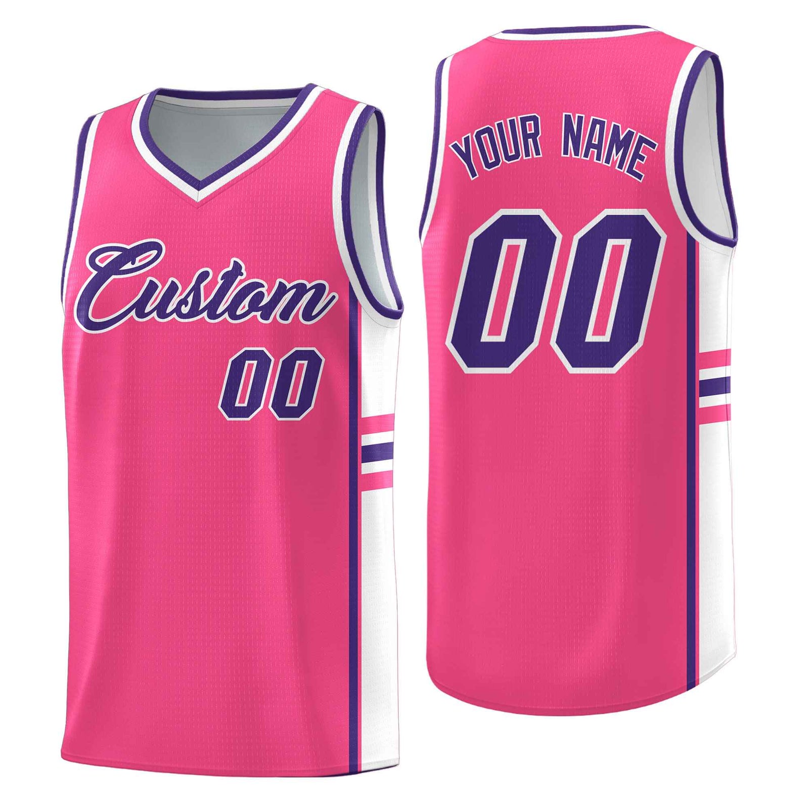 Custom Youth Basketball Jersey - Pink White Two-Tone Varsity Jersey Set