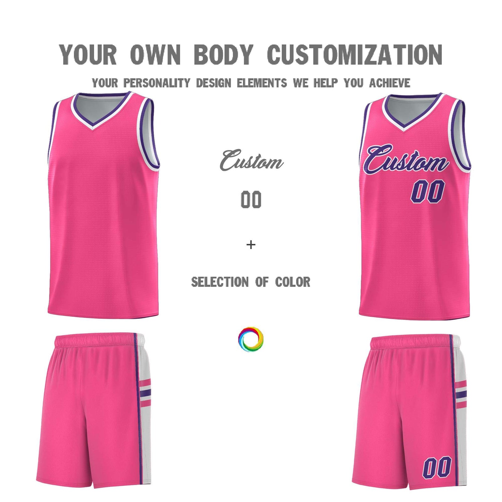Custom Youth Basketball Jersey - Pink White Two-Tone Varsity Jersey Set