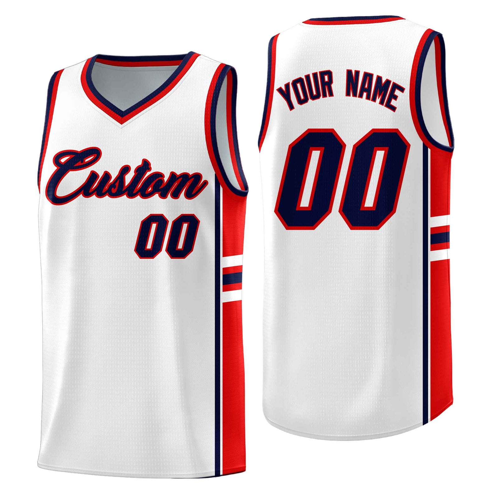 Custom Youth Basketball Jersey - White Red Personalized Varsity Two-Tone Uniform