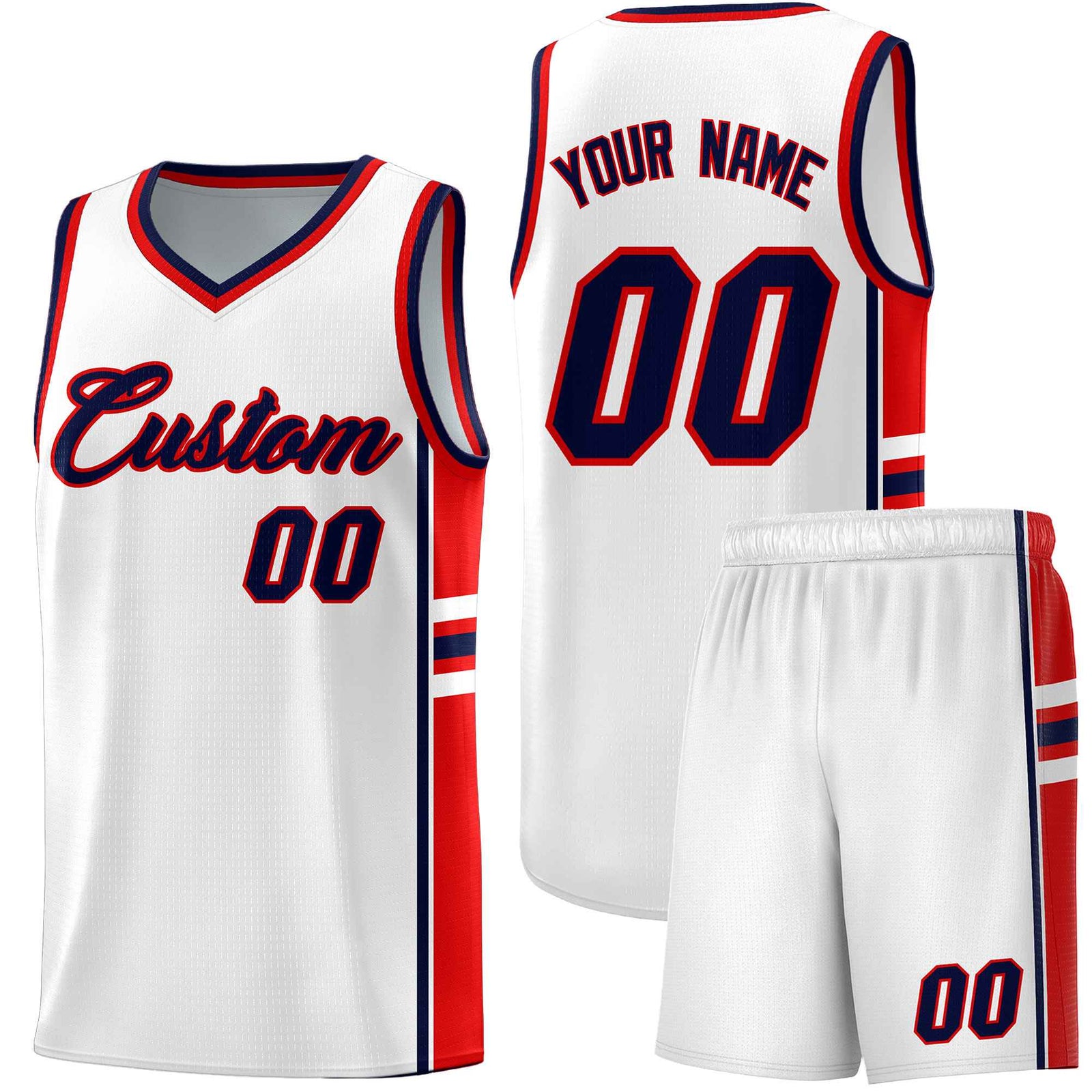 Custom Youth Basketball Jersey - White Red Personalized Varsity Two-Tone Uniform