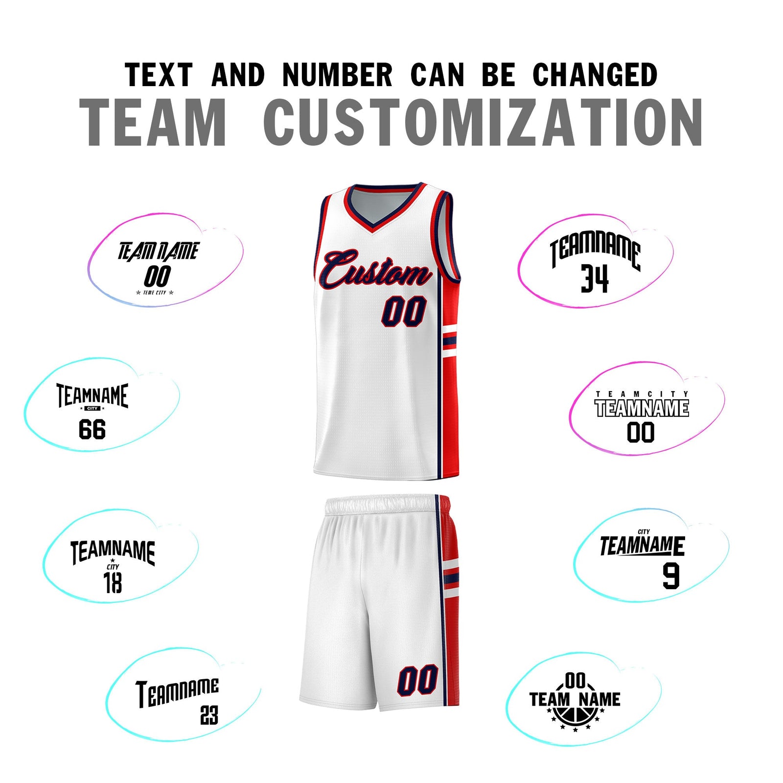 Custom Youth Basketball Jersey - White Red Personalized Varsity Two-Tone Uniform