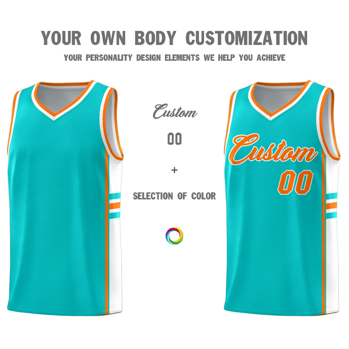 Custom Youth Basketball Jersey - Aqua White Two-Tone Classic Varsity Uniform