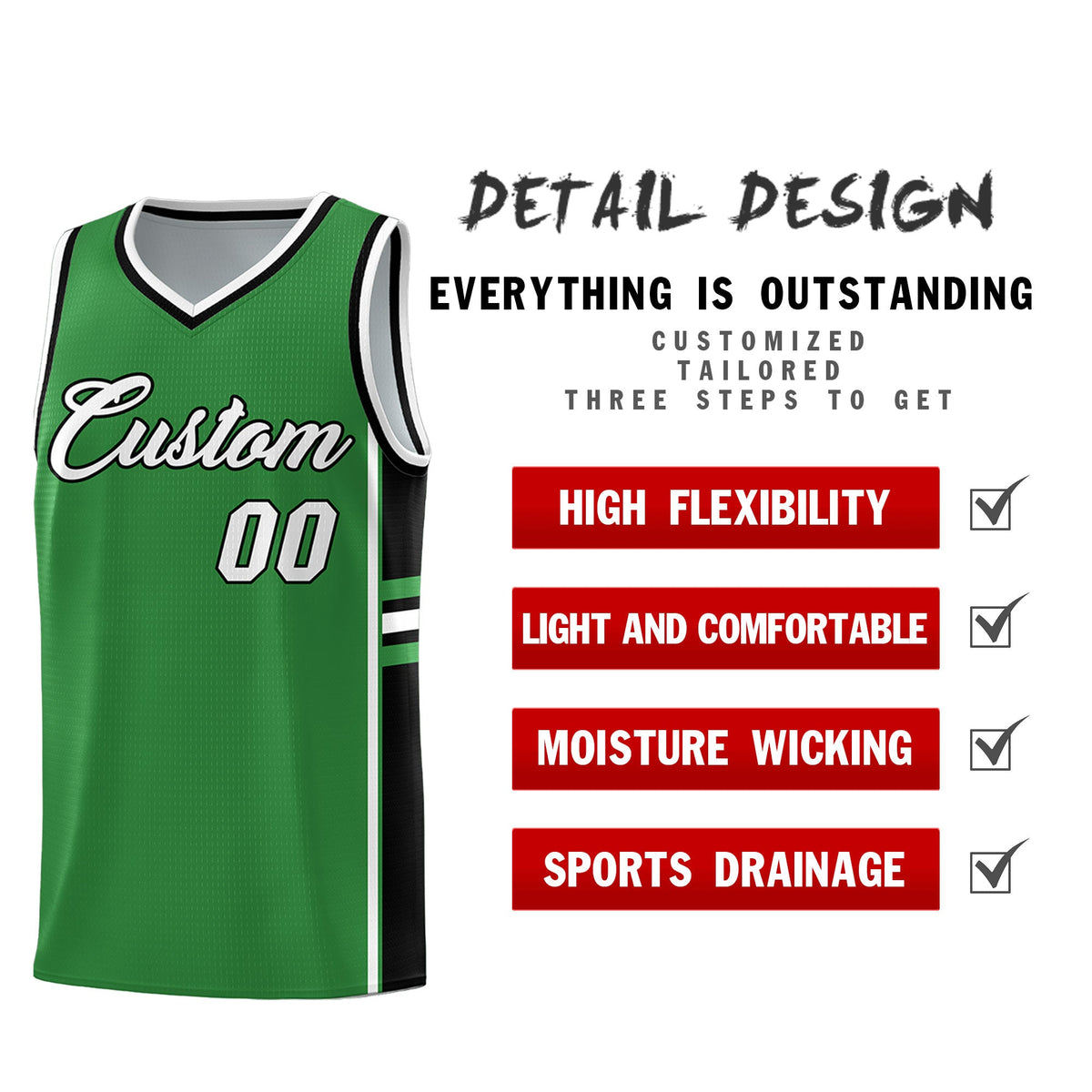 Custom Youth Basketball Jersey - Kelly Green Black Two-Tone Varsity Jersey Set