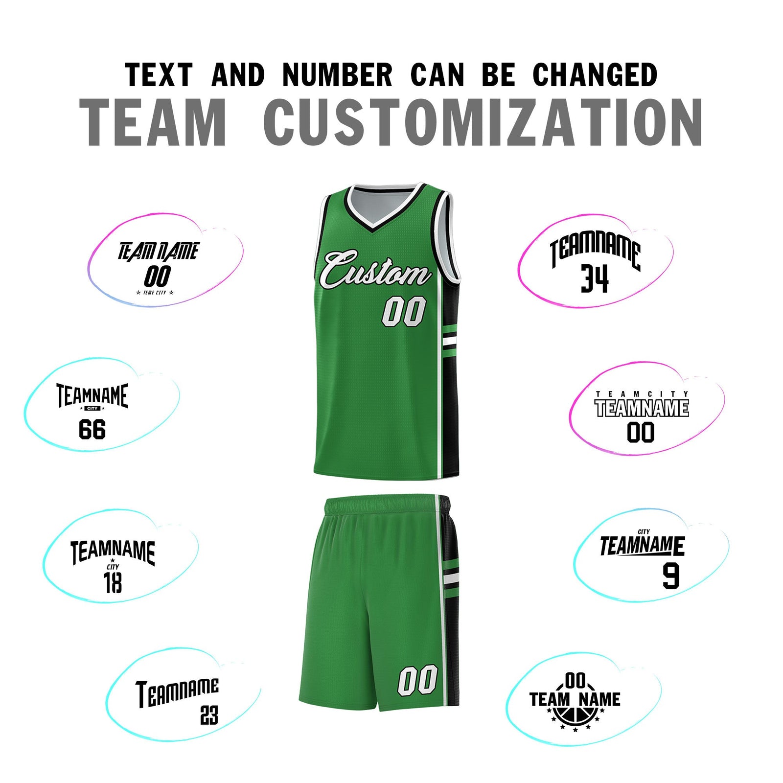 Custom Youth Basketball Jersey - Kelly Green Black Two-Tone Varsity Jersey Set