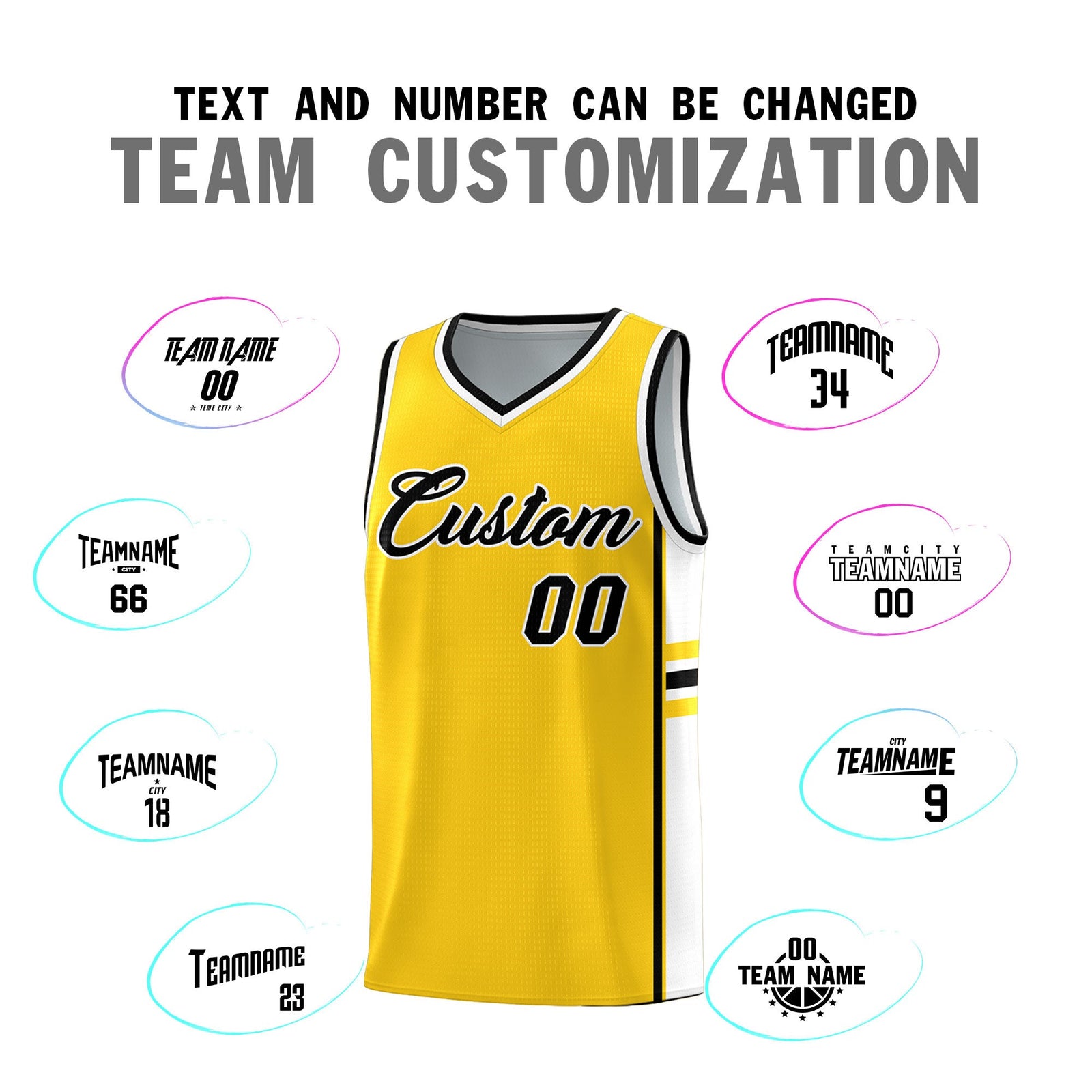 Custom Youth Basketball Jersey - Gold White Two-Tone Classic Varsity Uniform